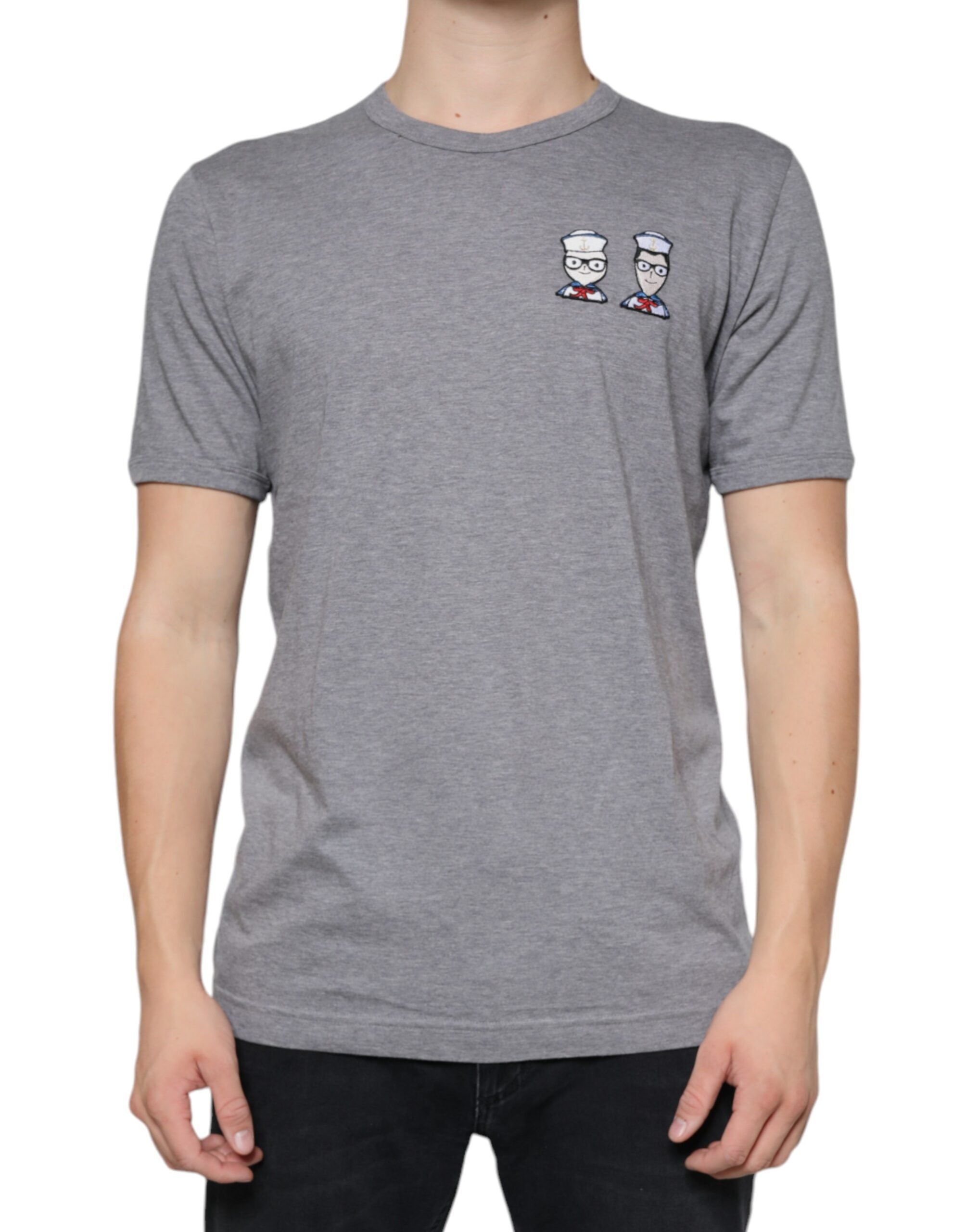 Dolce &amp; Gabbana Graues Baumwoll-T-Shirt #DGFamily mit kurzen Ärmeln