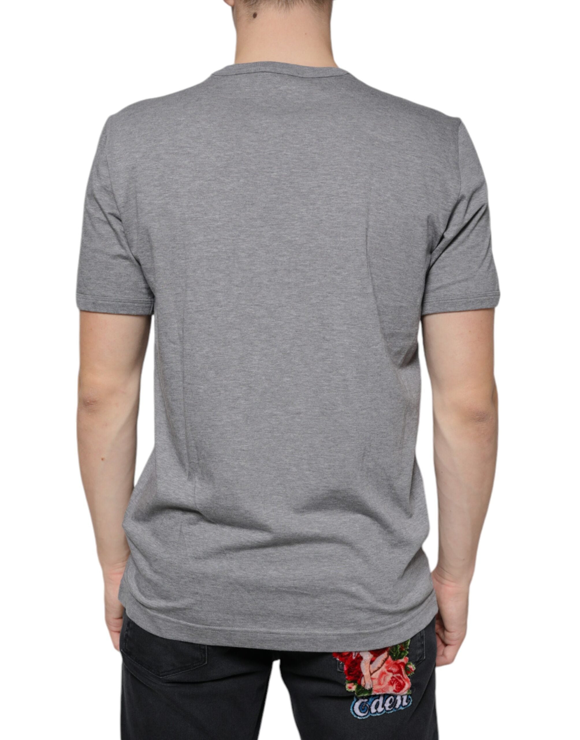 Dolce &amp; Gabbana Graues Baumwoll-T-Shirt #DGFamily mit kurzen Ärmeln