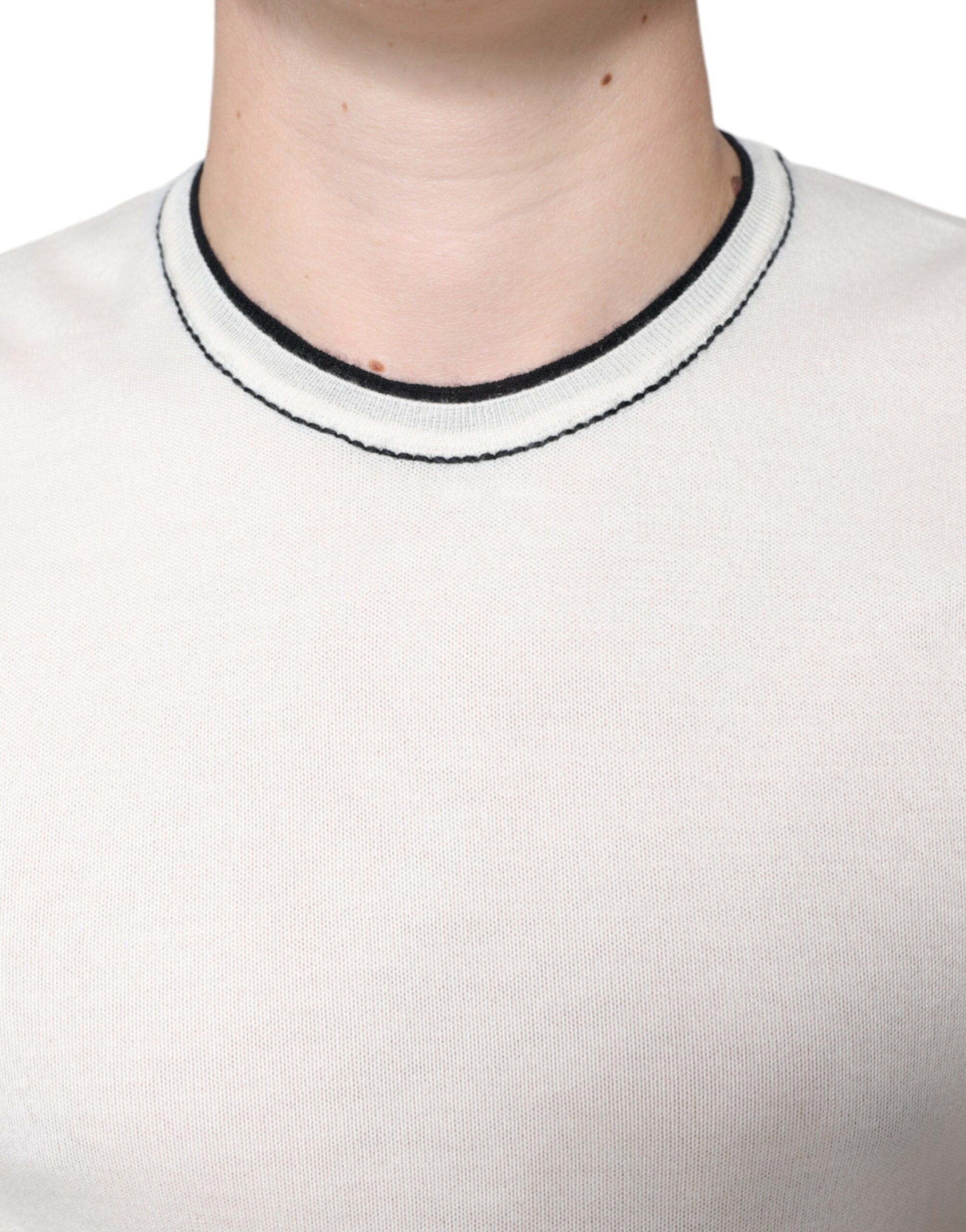 Dolce &amp; Gabbana – Kurzärmliges T-Shirt aus cremeweißem Kaschmir