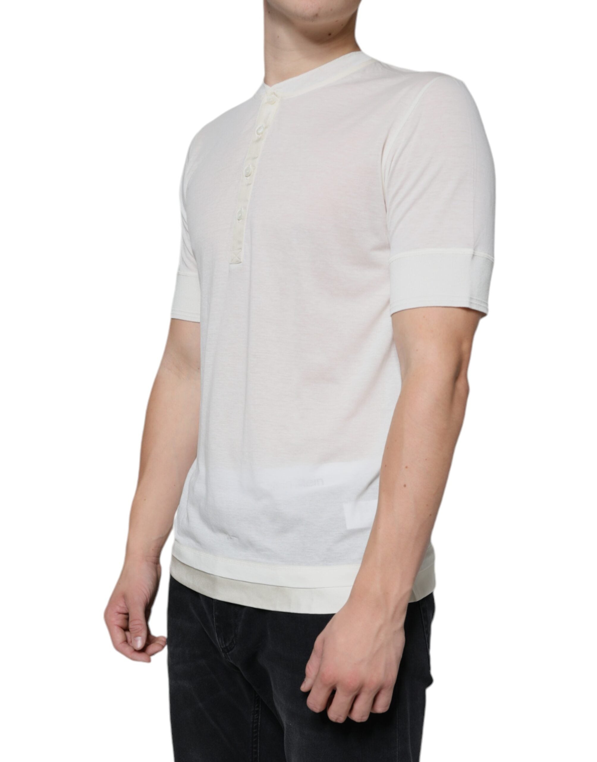 Dolce &amp; Gabbana – Kurzärmliges T-Shirt aus cremeweißer Baumwolle