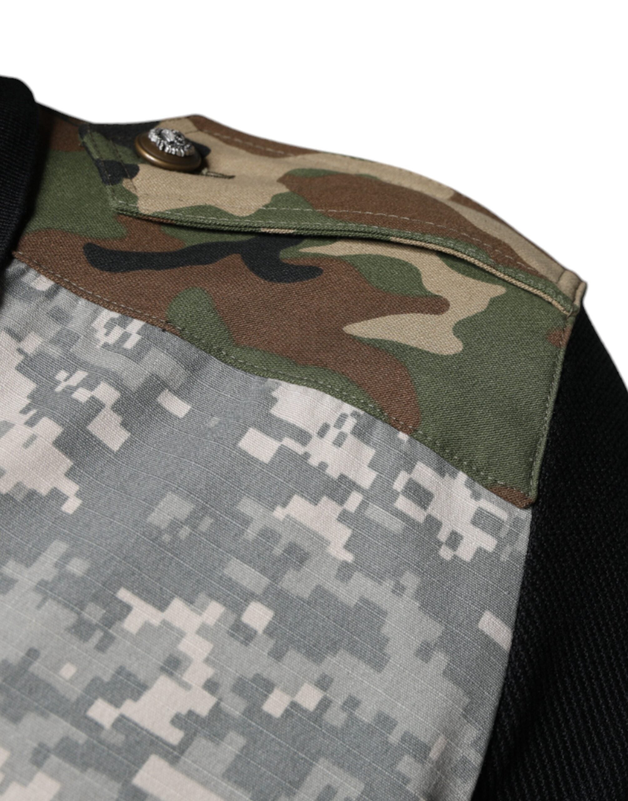 Dolce &amp; Gabbana Mehrfarbiges Poloshirt aus Seide mit Camouflage-Patchwork