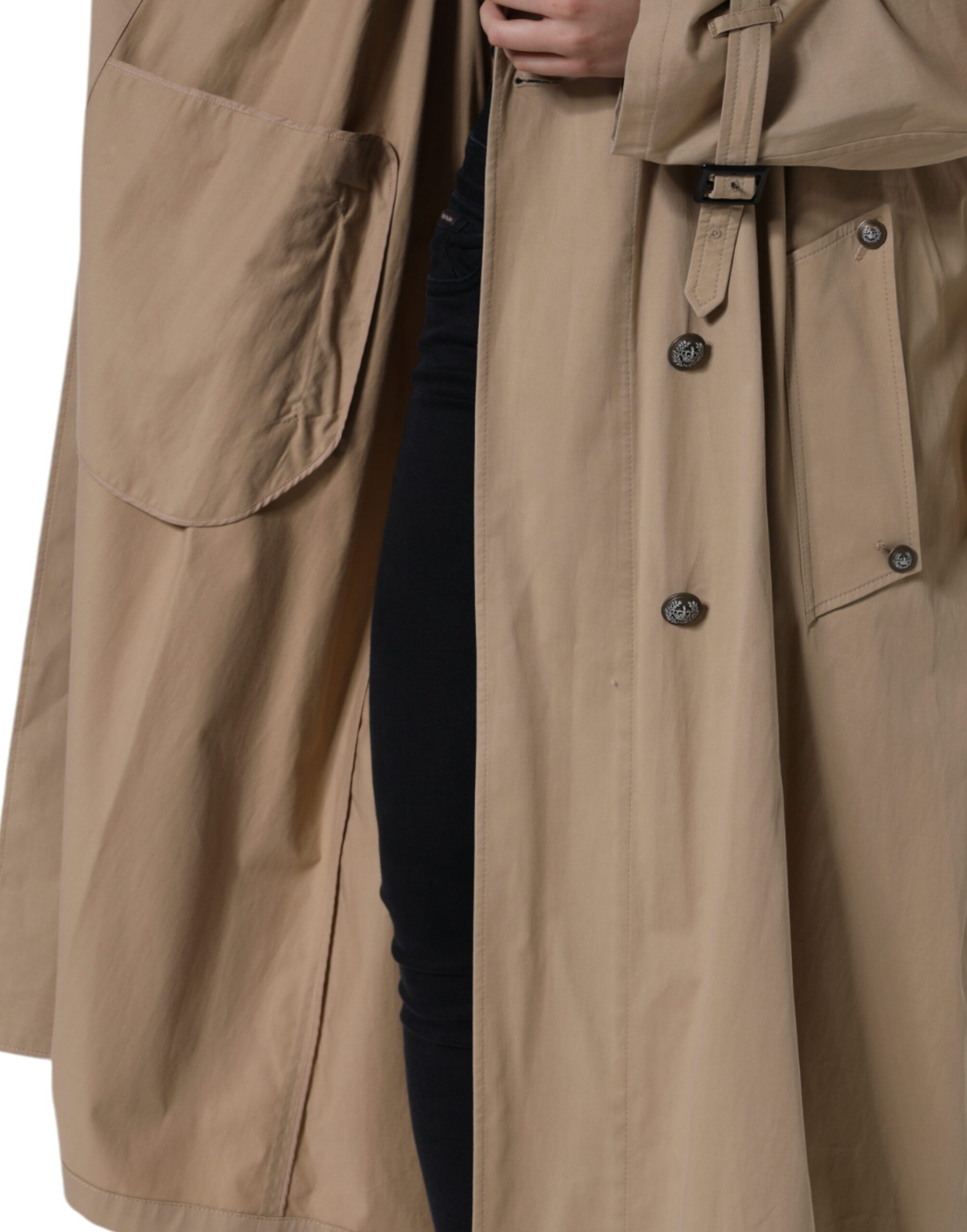 Dolce &amp; Gabbana – Zweireihige Trenchcoat-Jacke in Khaki