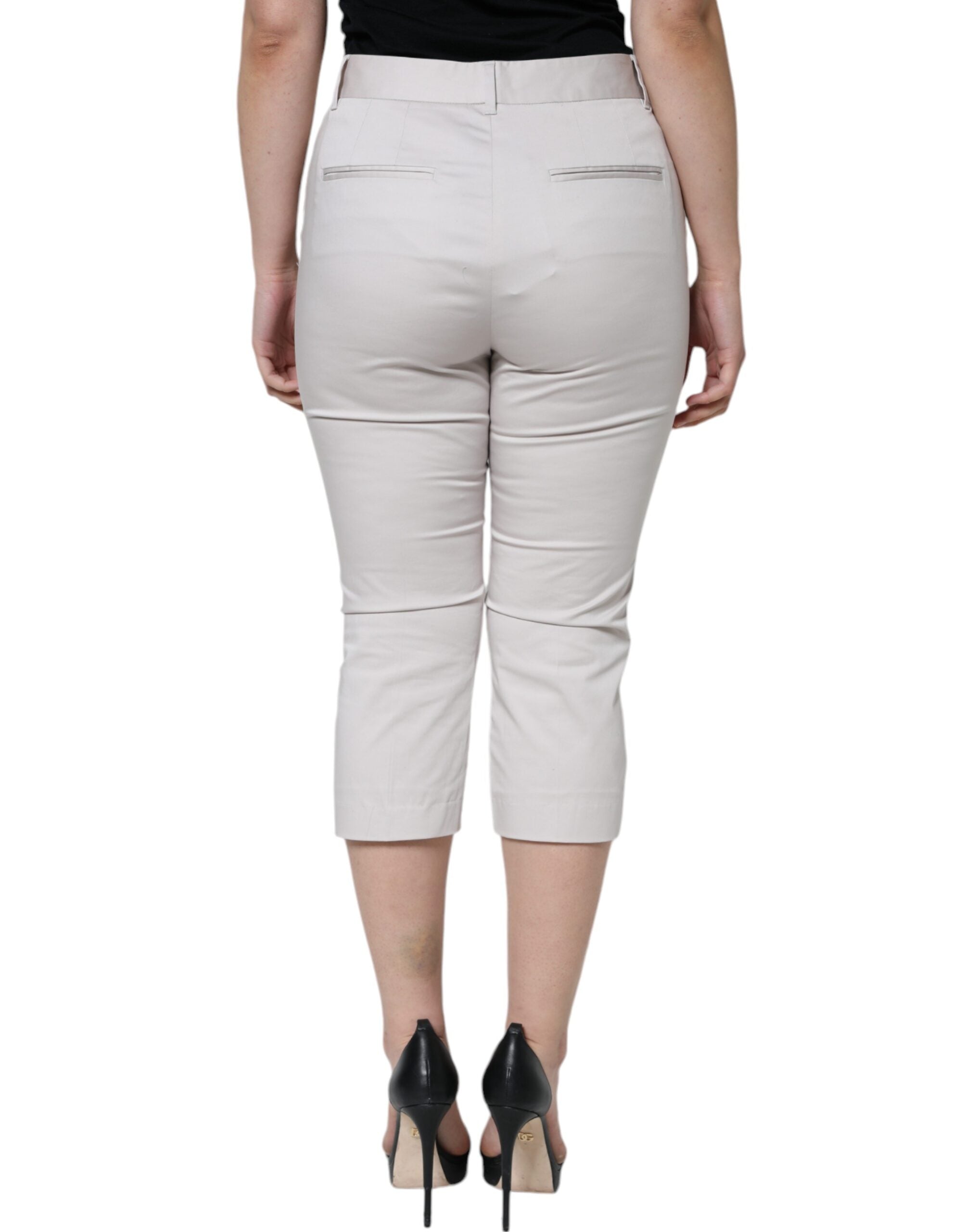 Dolce &amp; Gabbana – Weiße, verkürzte Skinny-Hose aus Baumwolle mit mittlerer Taille