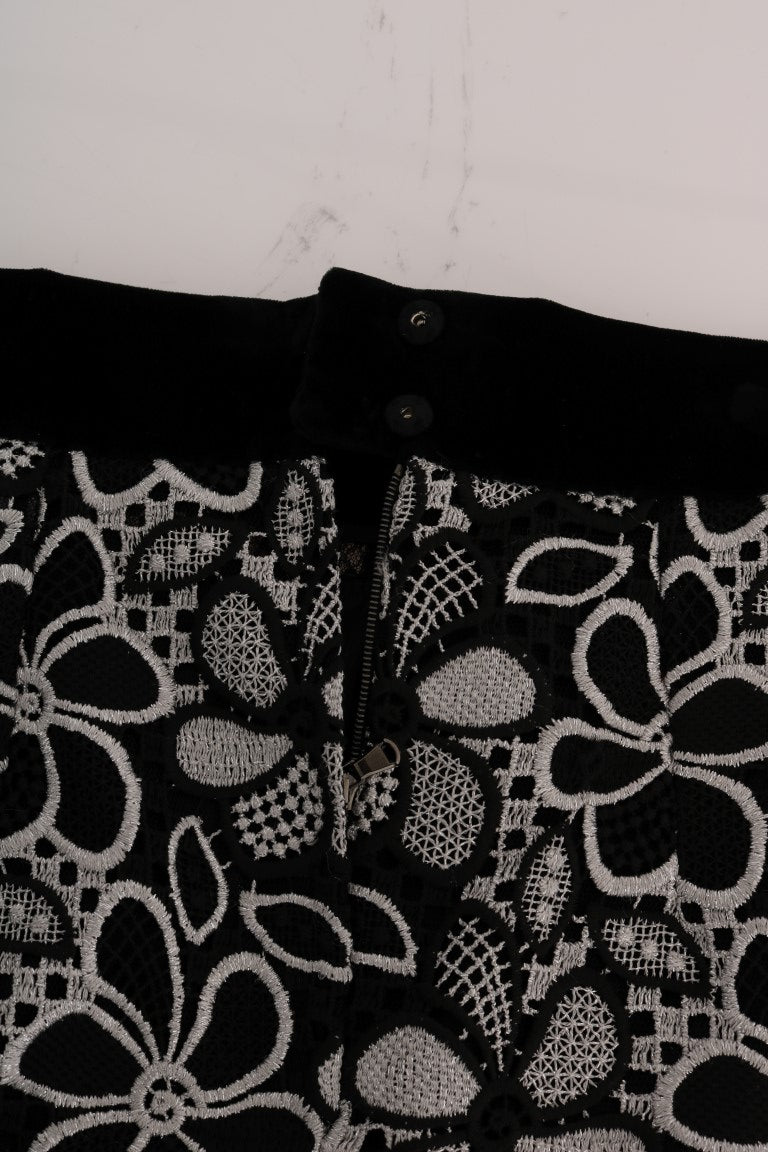 Dolce &amp; Gabbana Fustă mini elegantă din dantelă cu detalii din cristale