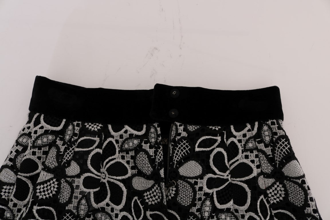 Dolce &amp; Gabbana Fustă mini elegantă din dantelă cu detalii din cristale
