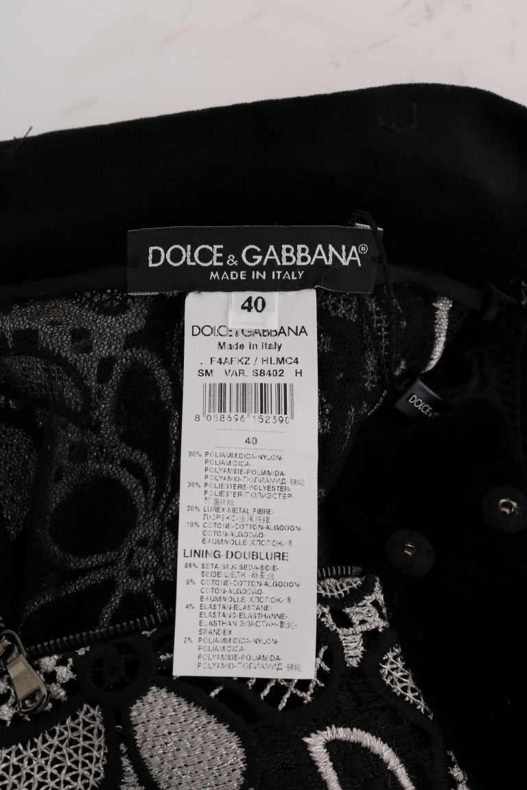 Dolce &amp; Gabbana Fustă mini elegantă din dantelă cu detalii din cristale