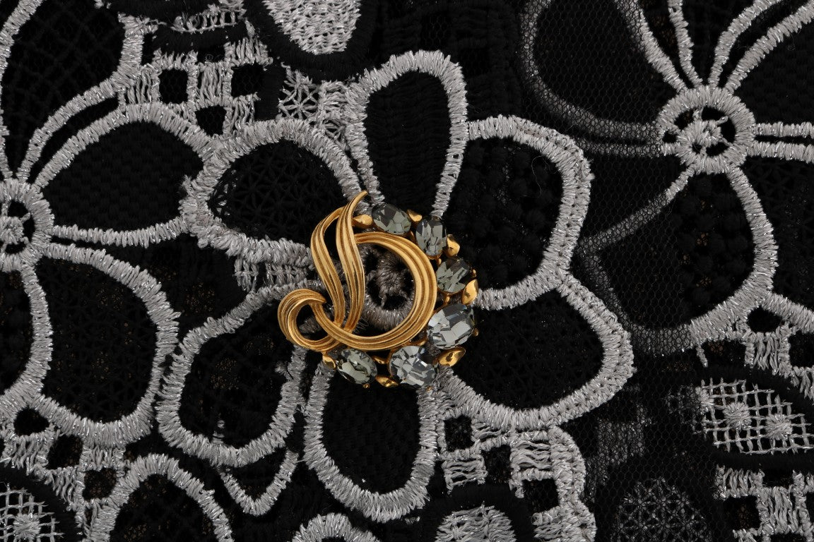 Dolce &amp; Gabbana Fustă mini elegantă din dantelă cu detalii din cristale