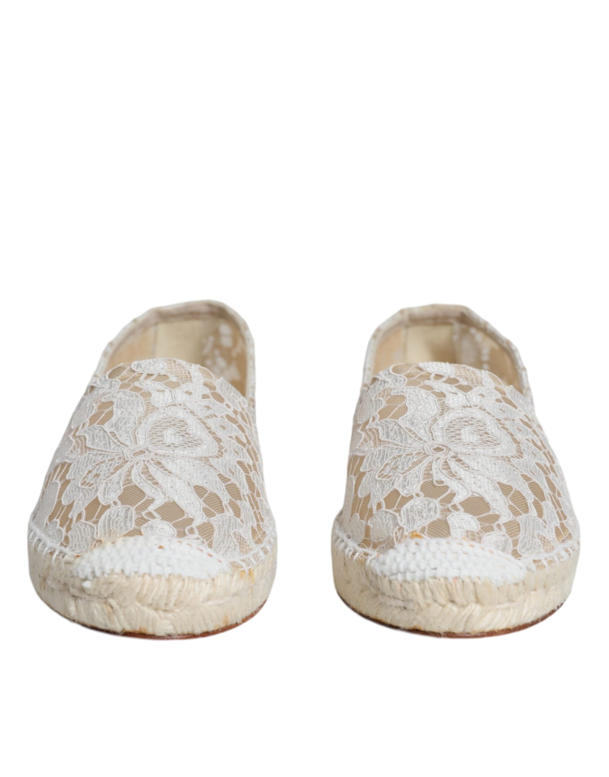 Dolce &amp; Gabbana – Espadrilles aus weißer Viskosespitze