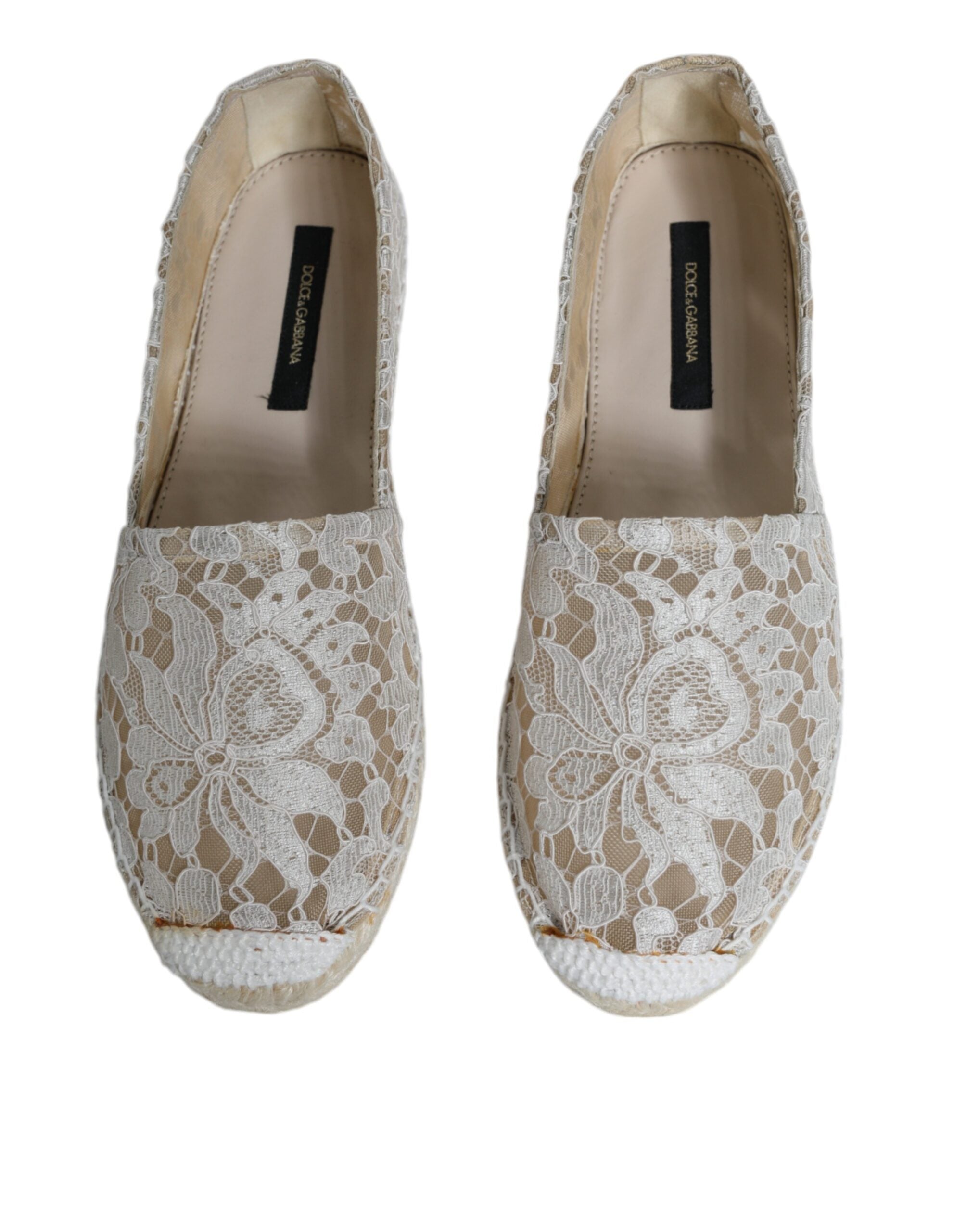 Dolce &amp; Gabbana – Espadrilles aus weißer Viskosespitze