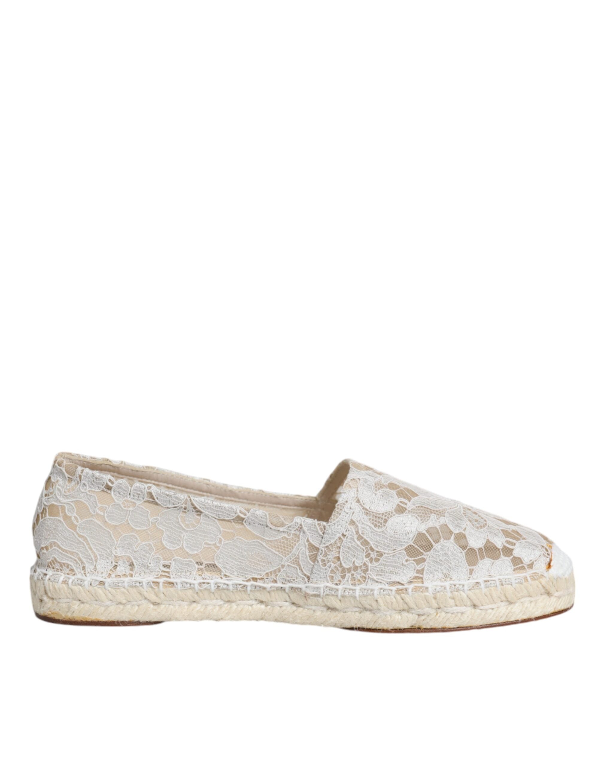 Dolce &amp; Gabbana – Espadrilles aus weißer Viskosespitze