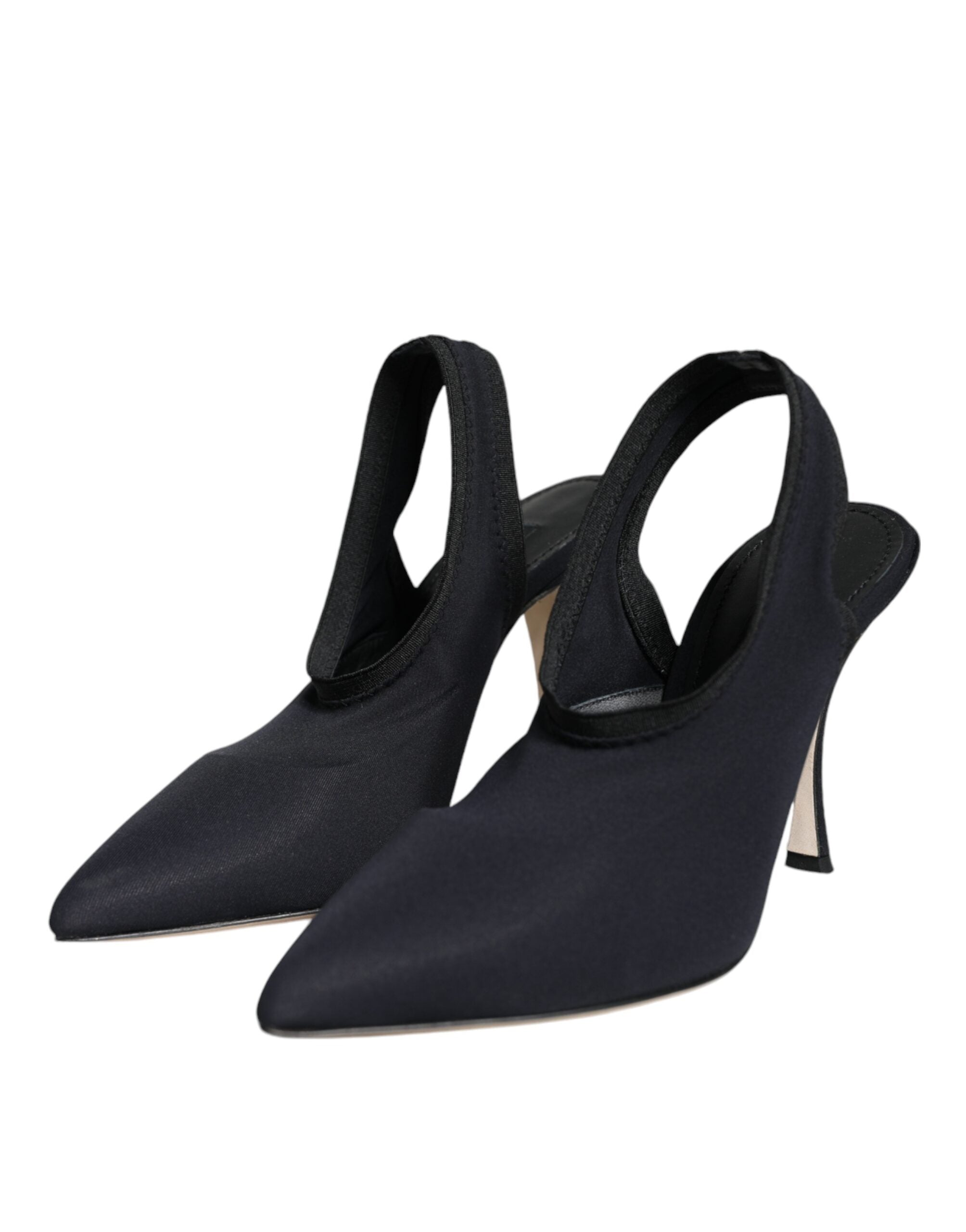 Pantofi Dolce &amp; Gabbana negri cu toc elastic din jerseu