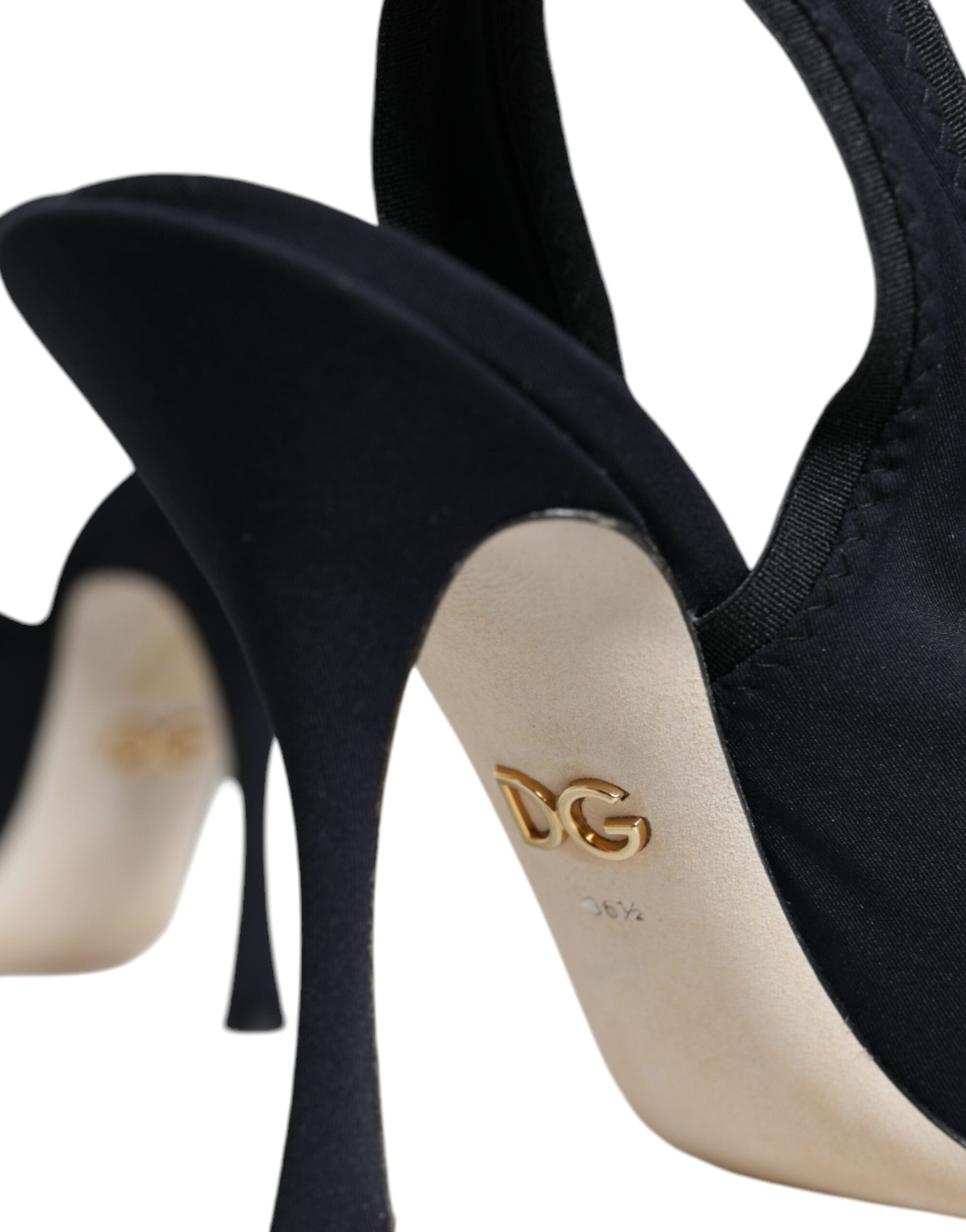 Pantofi Dolce &amp; Gabbana negri cu toc elastic din jerseu