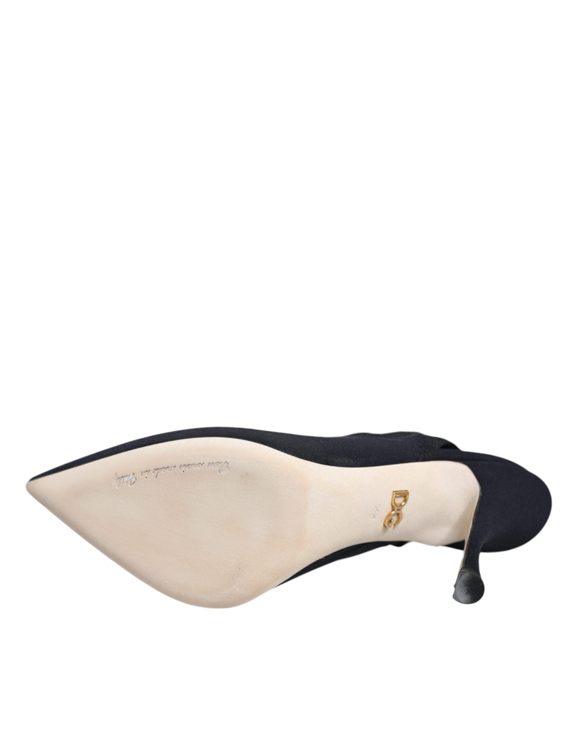 Pantofi Dolce &amp; Gabbana negri cu toc elastic din jerseu