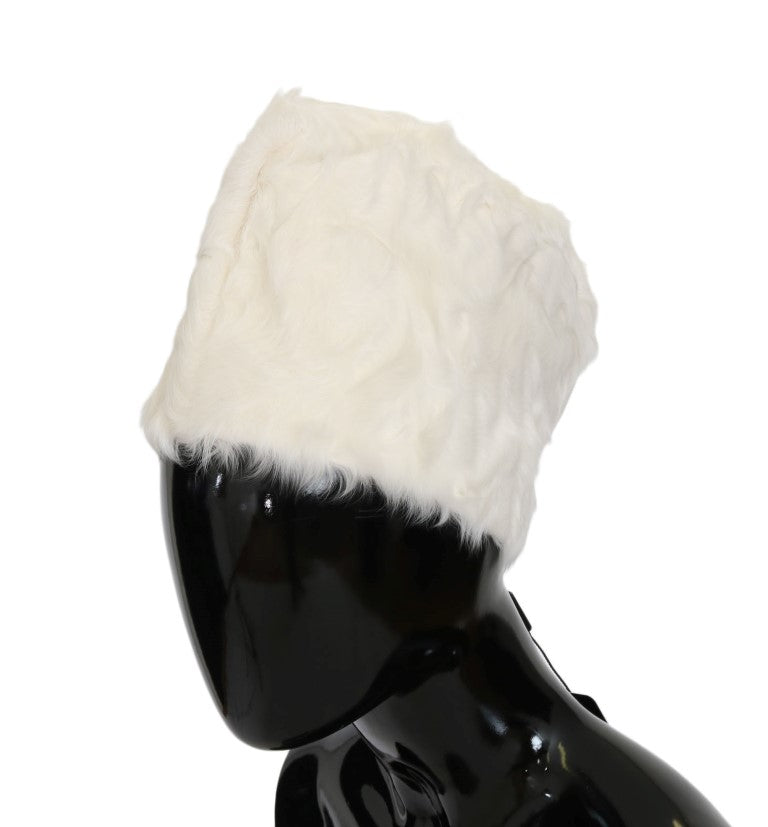 Dolce &amp; Gabbana Elegante weiße Pelzmütze Luxus Wintermütze