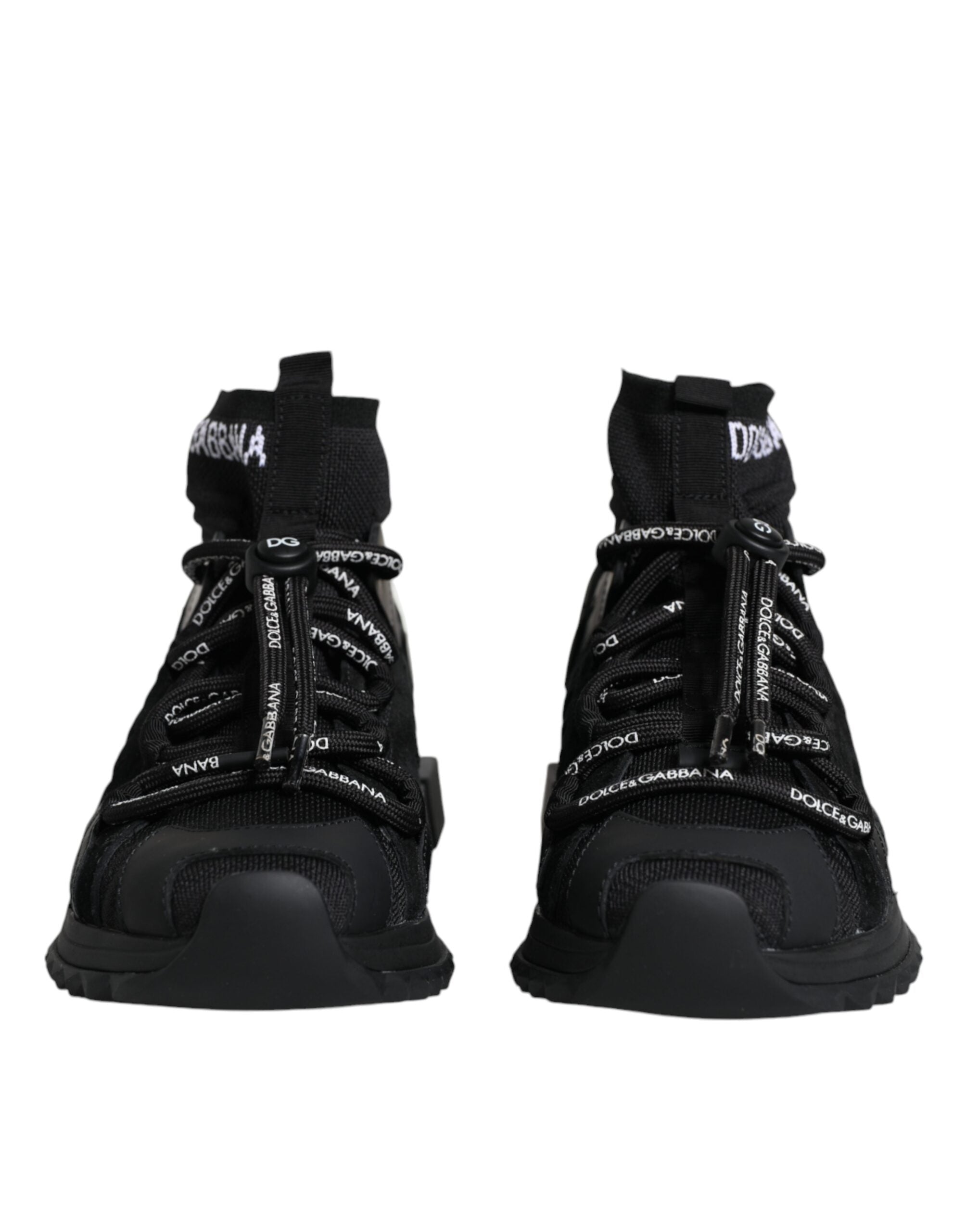 Dolce &amp; Gabbana Schwarze Sorrento Socken Logo Sneakers Schuhe
