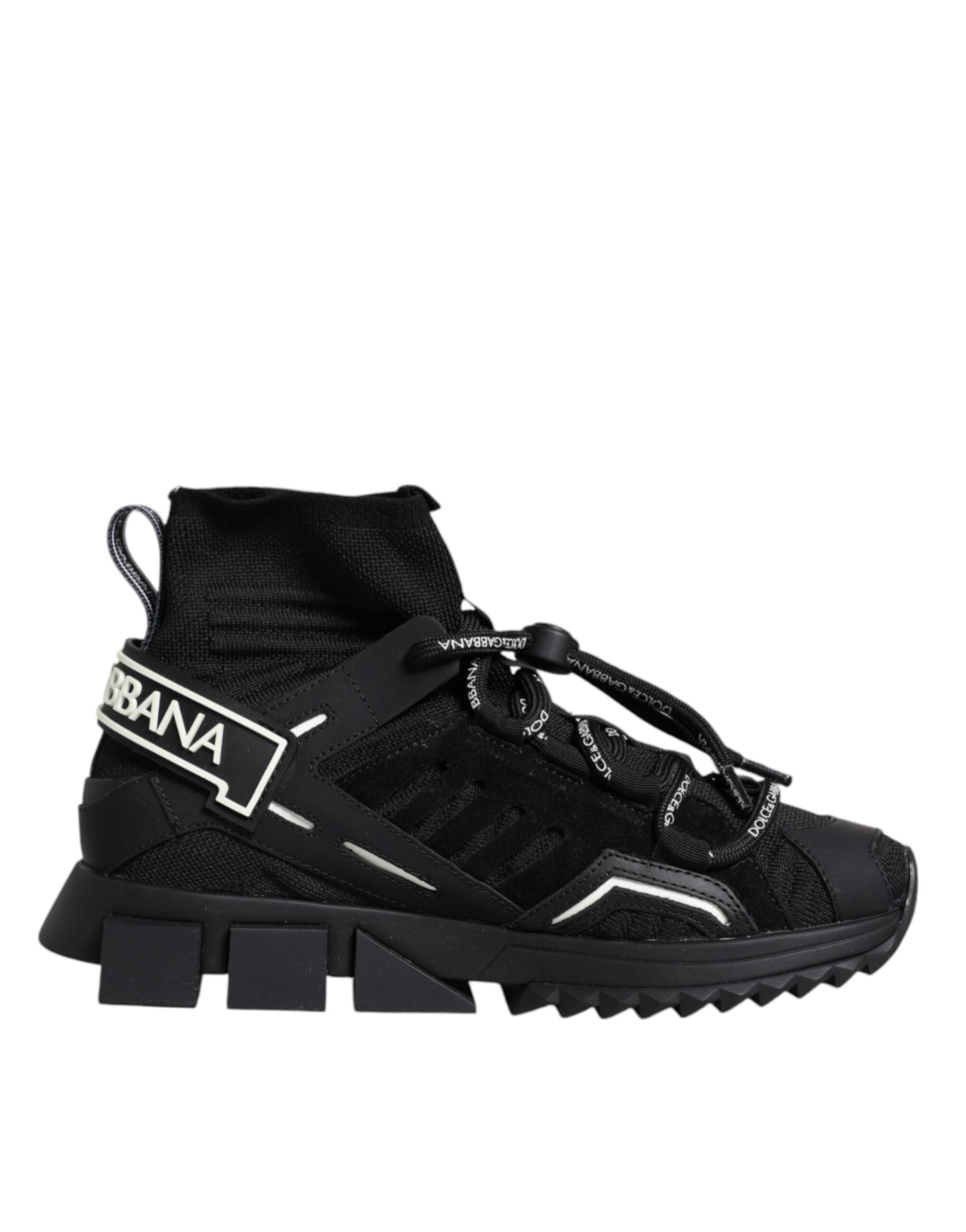 Dolce &amp; Gabbana Schwarze Sorrento Socken Logo Sneakers Schuhe