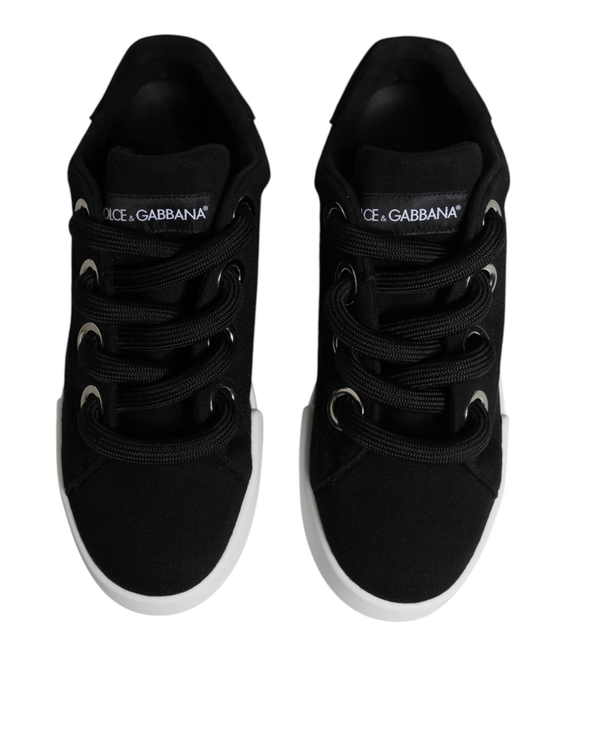 Dolce &amp; Gabbana Schwarz Weiß Portofino Low Top Sneakers Schuhe