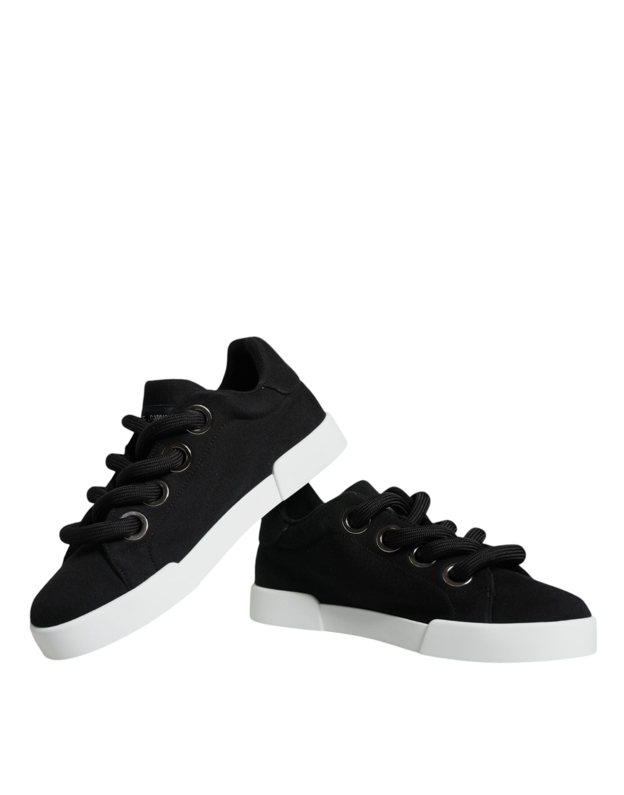 Dolce &amp; Gabbana Schwarz Weiß Portofino Low Top Sneakers Schuhe