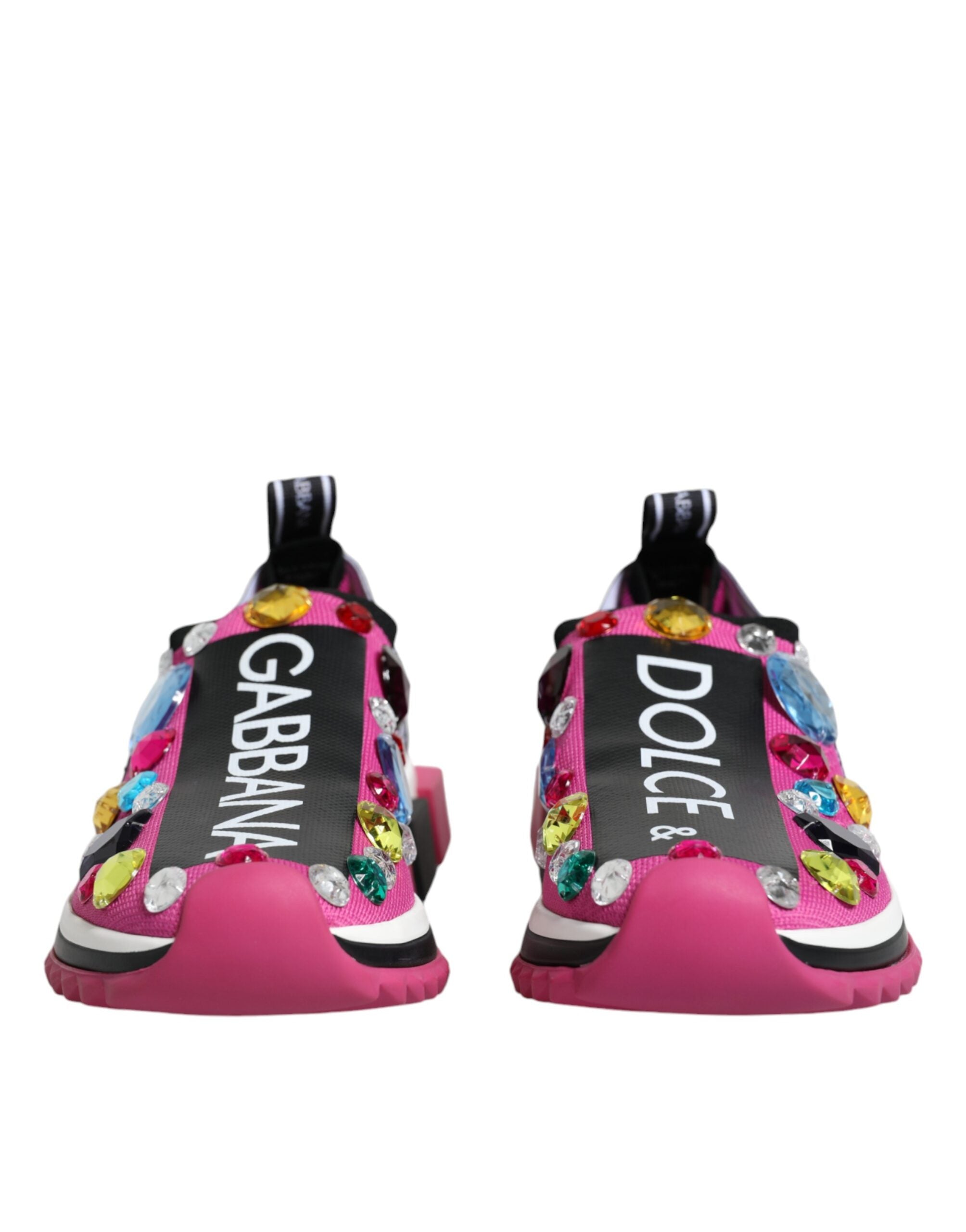 Dolce &amp; Gabbana Pink Sorrento Kristalle Low Top Sneakers Schuhe