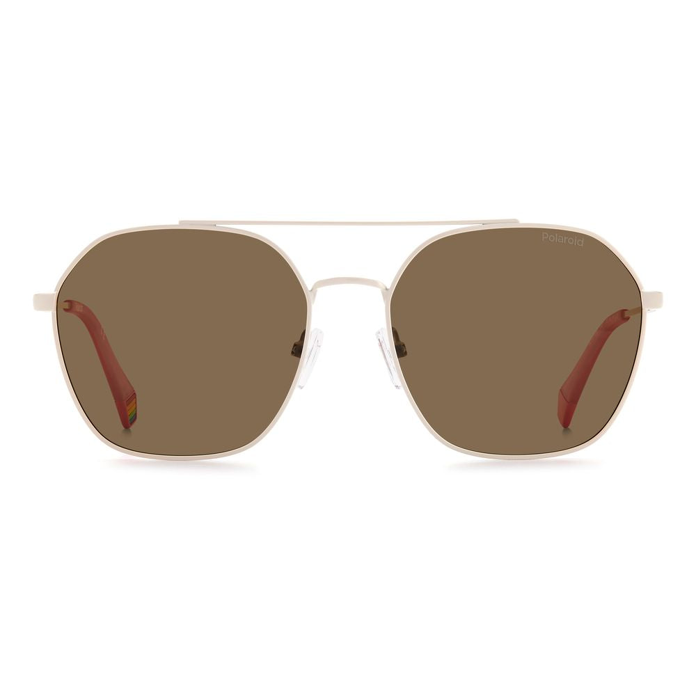 Polaroid – Beigefarbene Sonnenbrille aus Edelstahl