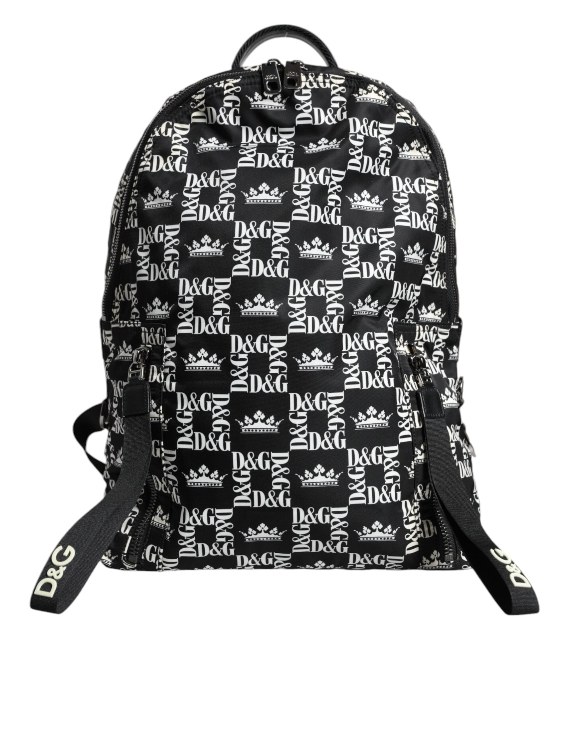 Dolce &amp; Gabbana – Rucksack aus Nylon mit DG-Kronenlogo in Schwarz und Weiß
