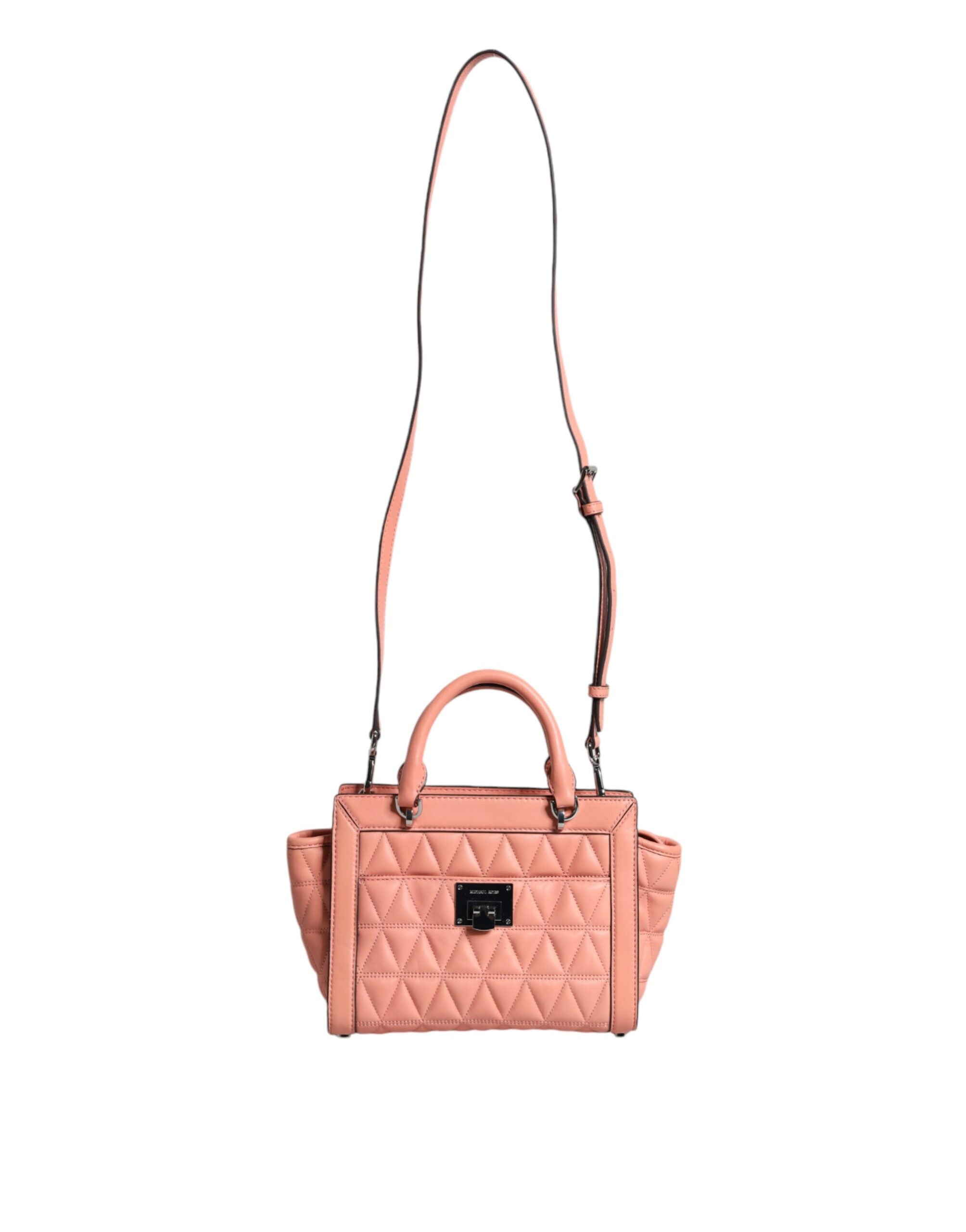 Michael Kors – Umhängetasche „VIVIANNE“ aus gestepptem Leder mit Logo in Pfirsich