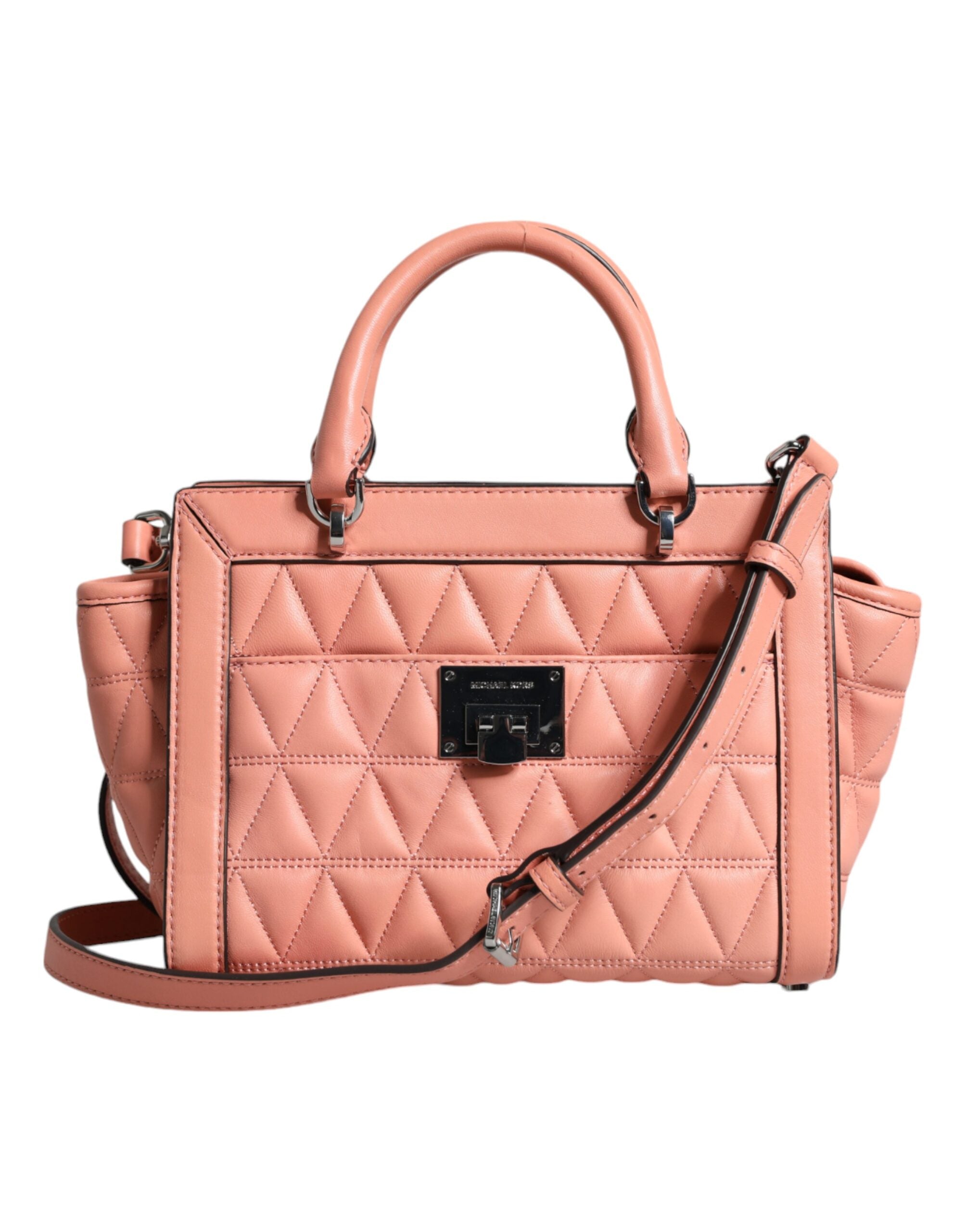 Michael Kors – Umhängetasche „VIVIANNE“ aus gestepptem Leder mit Logo in Pfirsich