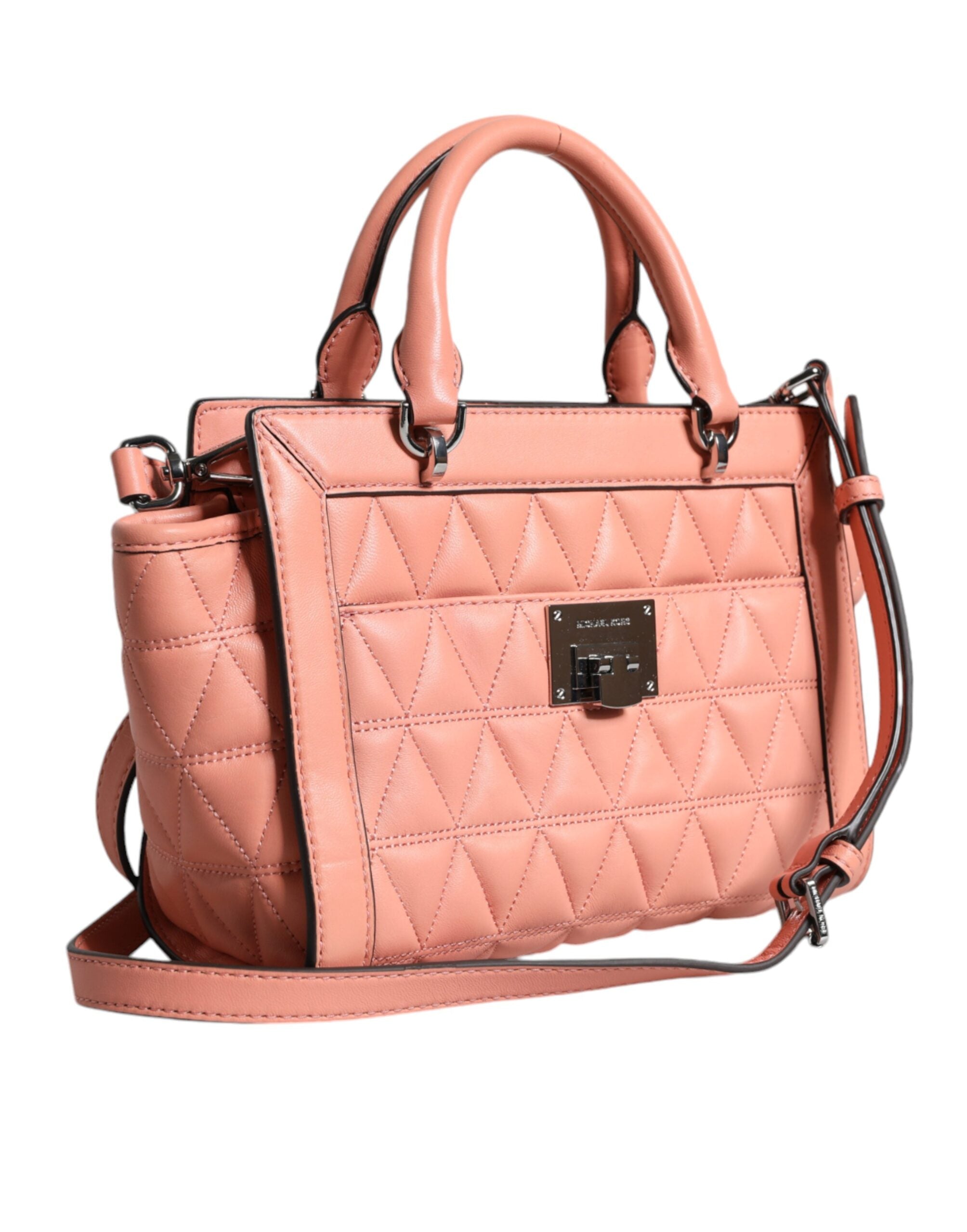 Michael Kors – Umhängetasche „VIVIANNE“ aus gestepptem Leder mit Logo in Pfirsich