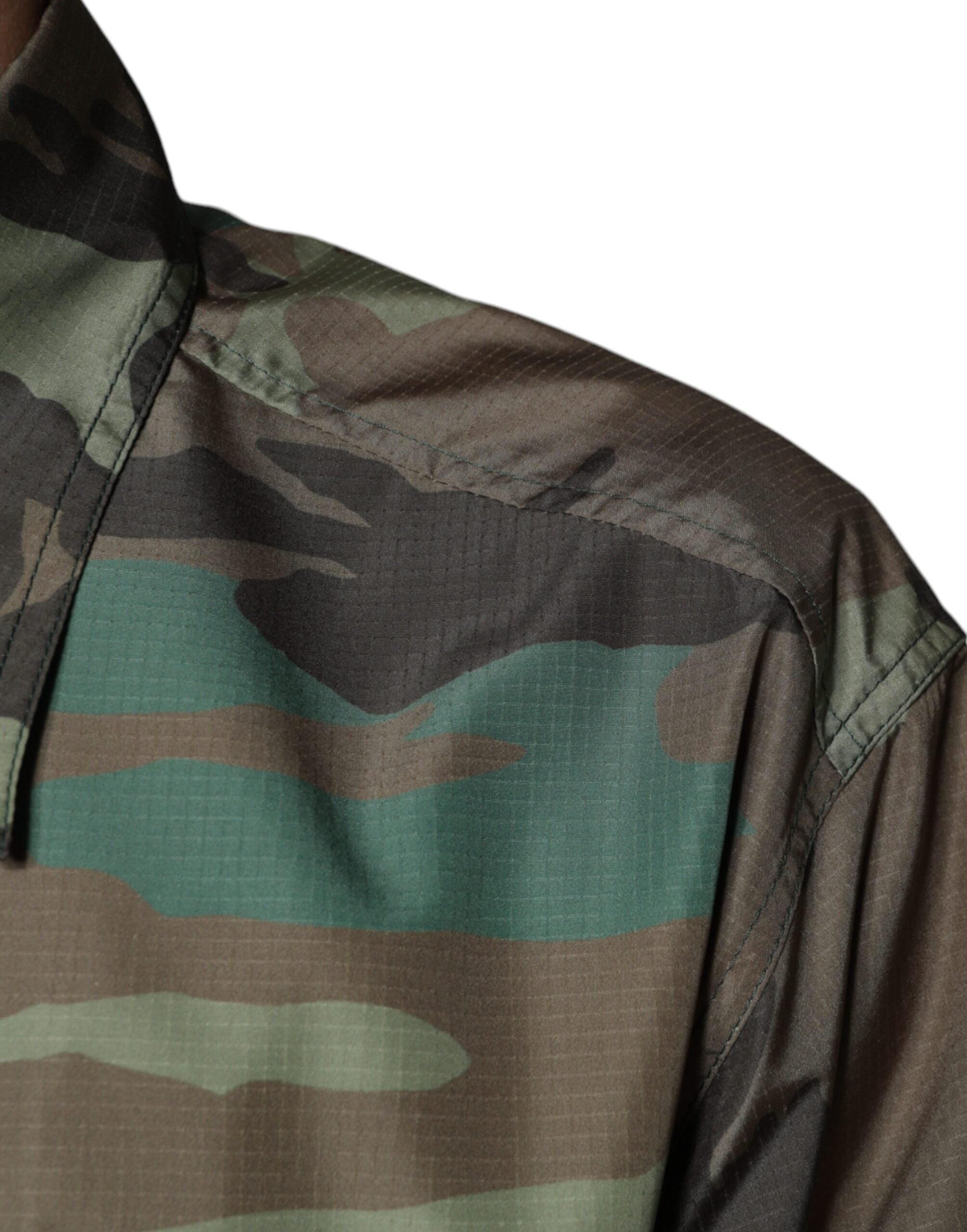 Cămașă Dolce &amp; Gabbana cu nasturi în carouri, cu imprimeu de camuflaj multicolor