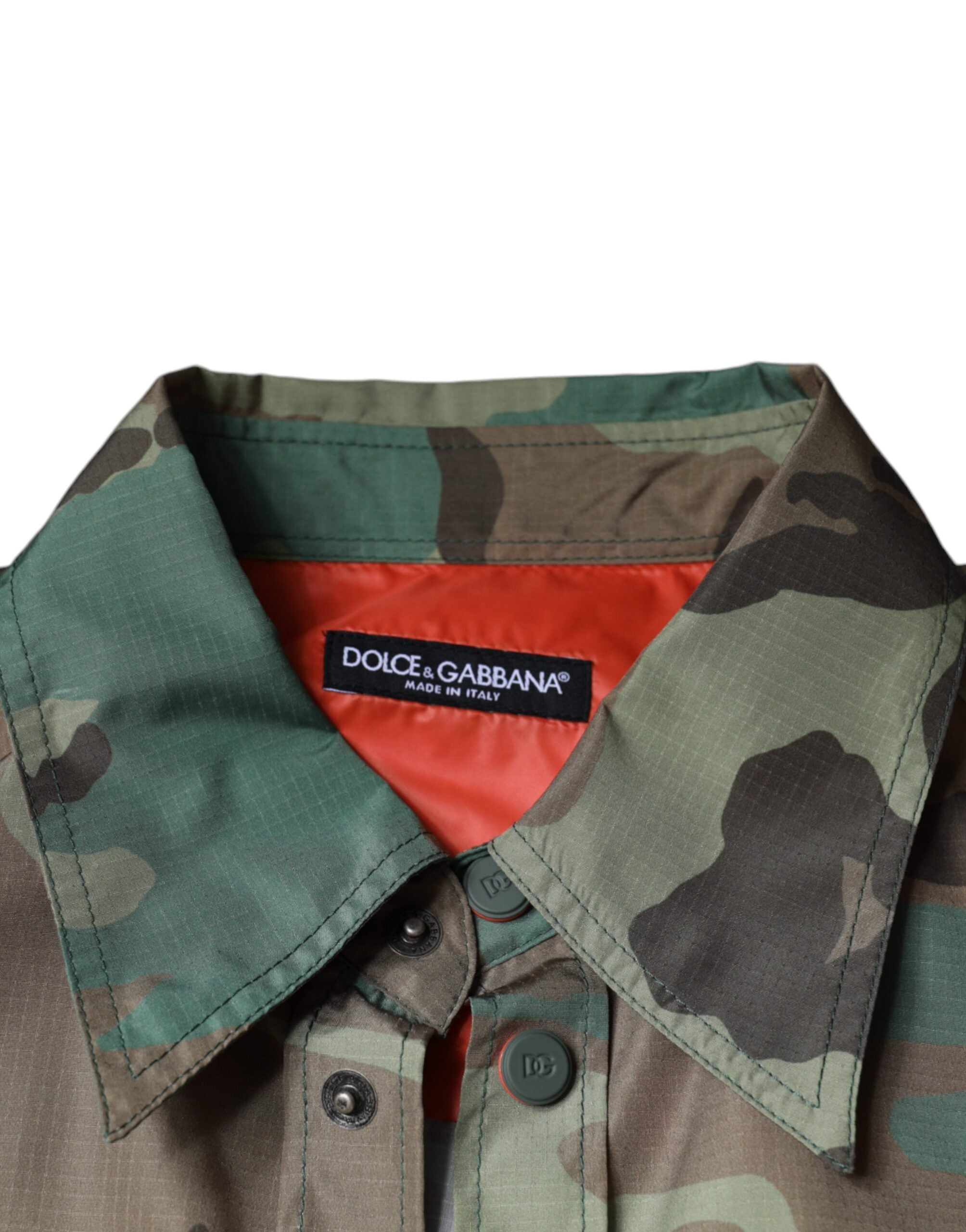 Cămașă Dolce &amp; Gabbana cu nasturi în carouri, cu imprimeu de camuflaj multicolor