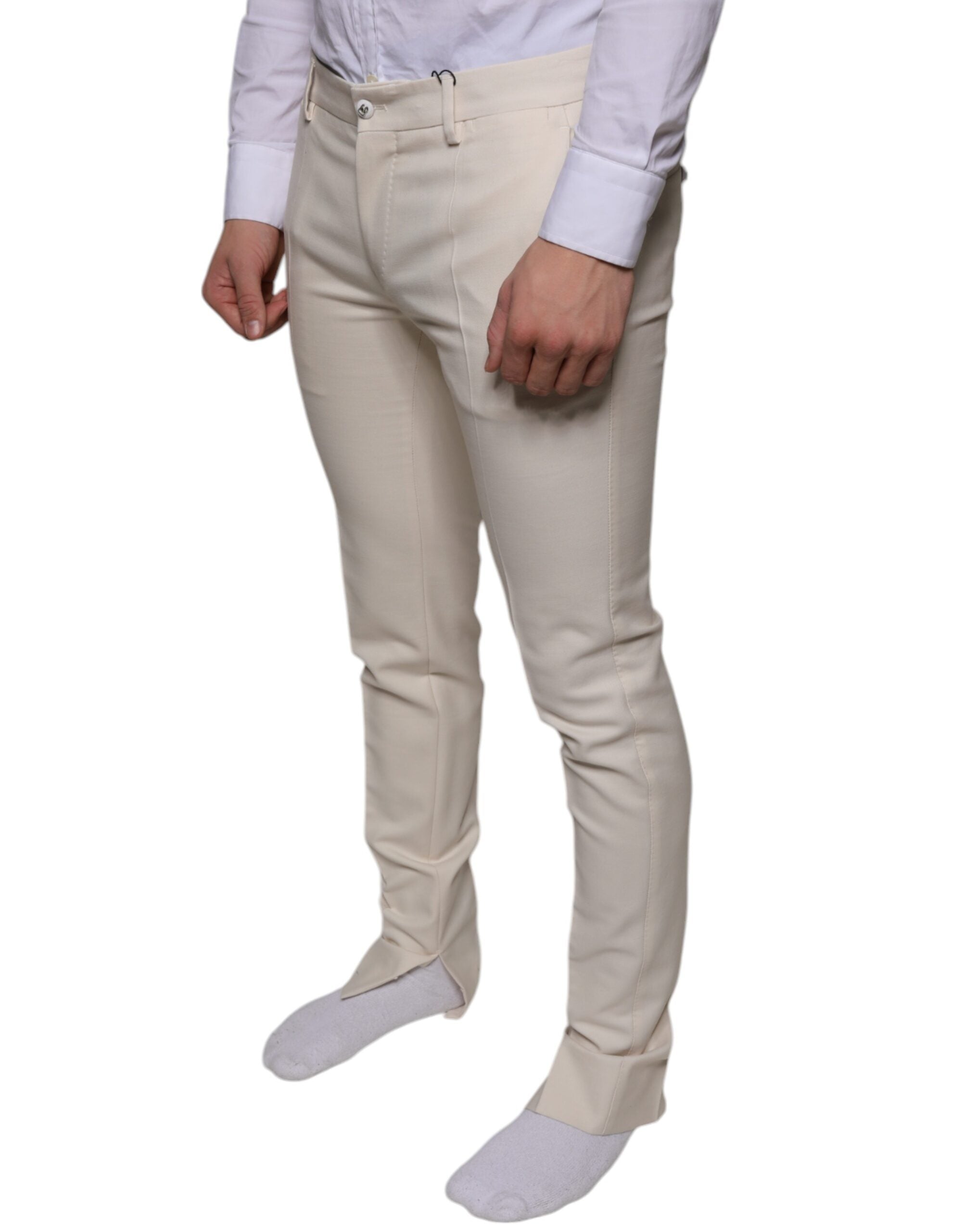 Dolce &amp; Gabbana – Enge Chinohose aus Wolle in Off-White