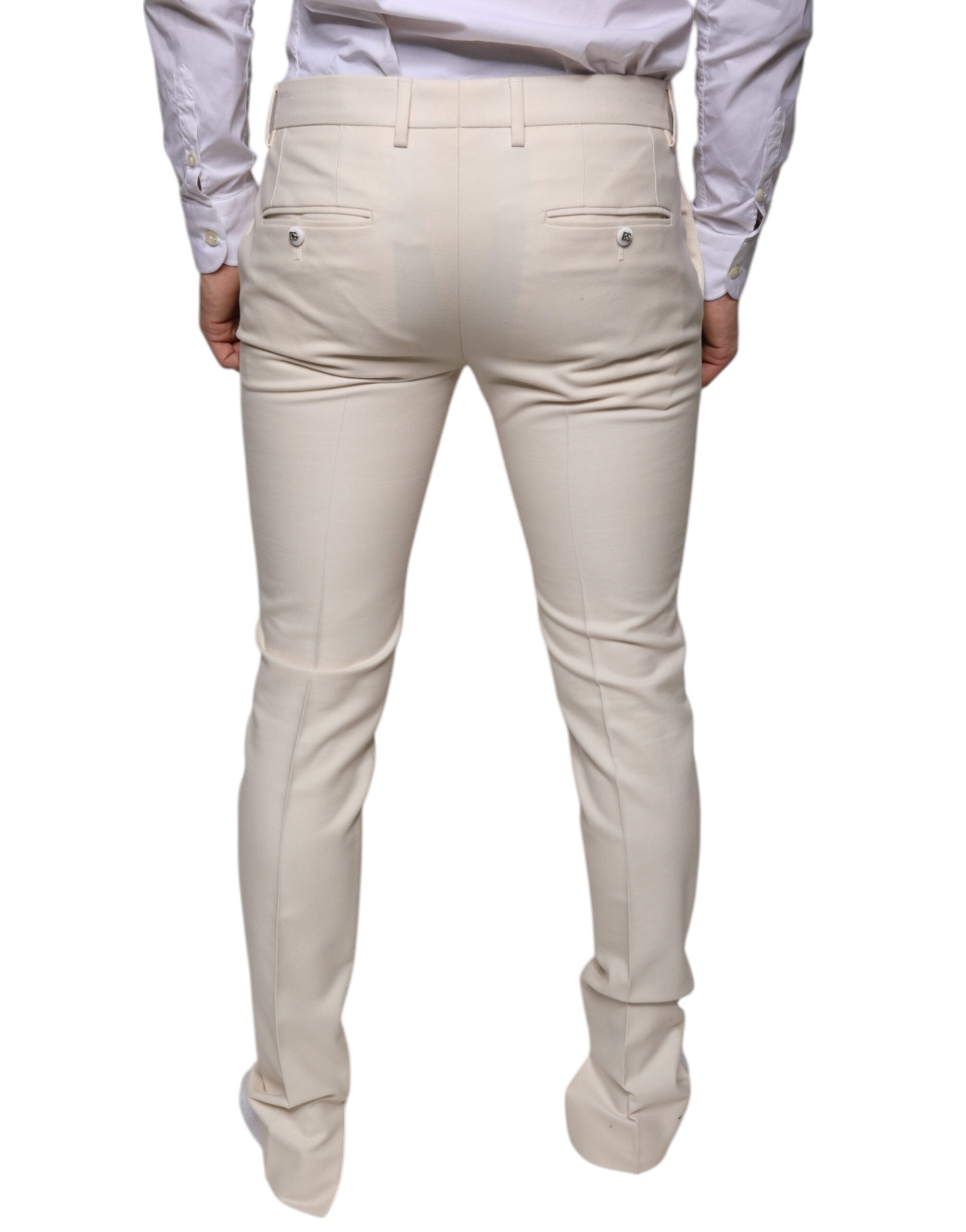 Dolce &amp; Gabbana – Enge Chinohose aus Wolle in Off-White