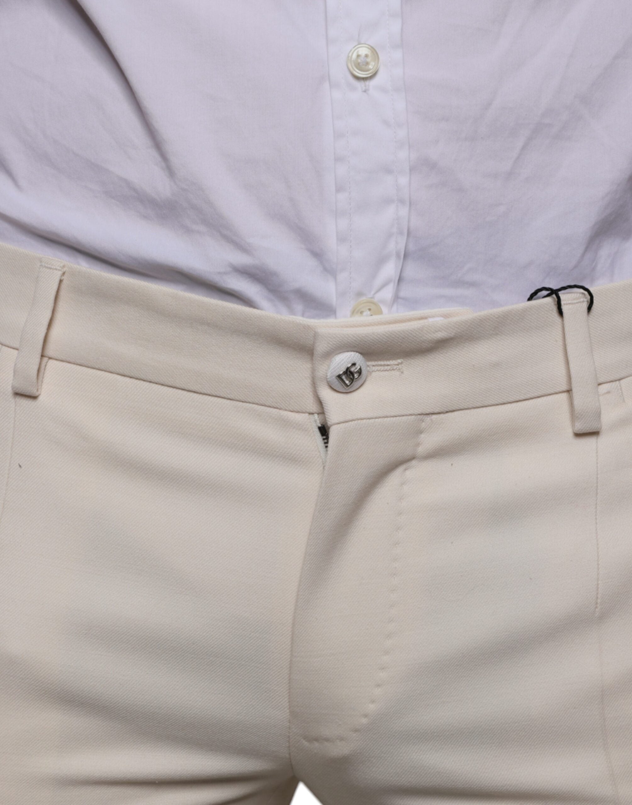 Dolce &amp; Gabbana – Enge Chinohose aus Wolle in Off-White