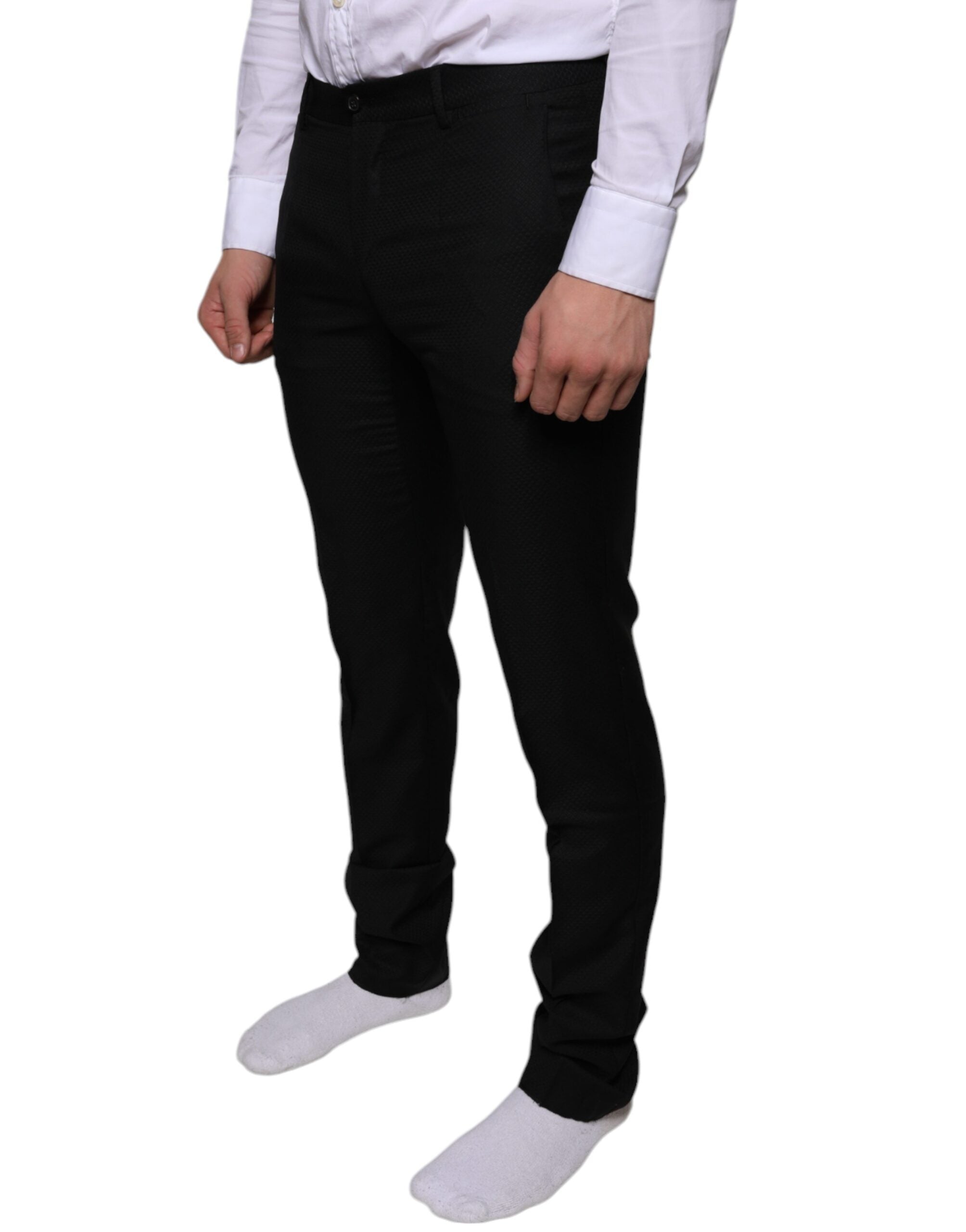 Dolce &amp; Gabbana – Enge Anzughose aus schwarzer Wolle