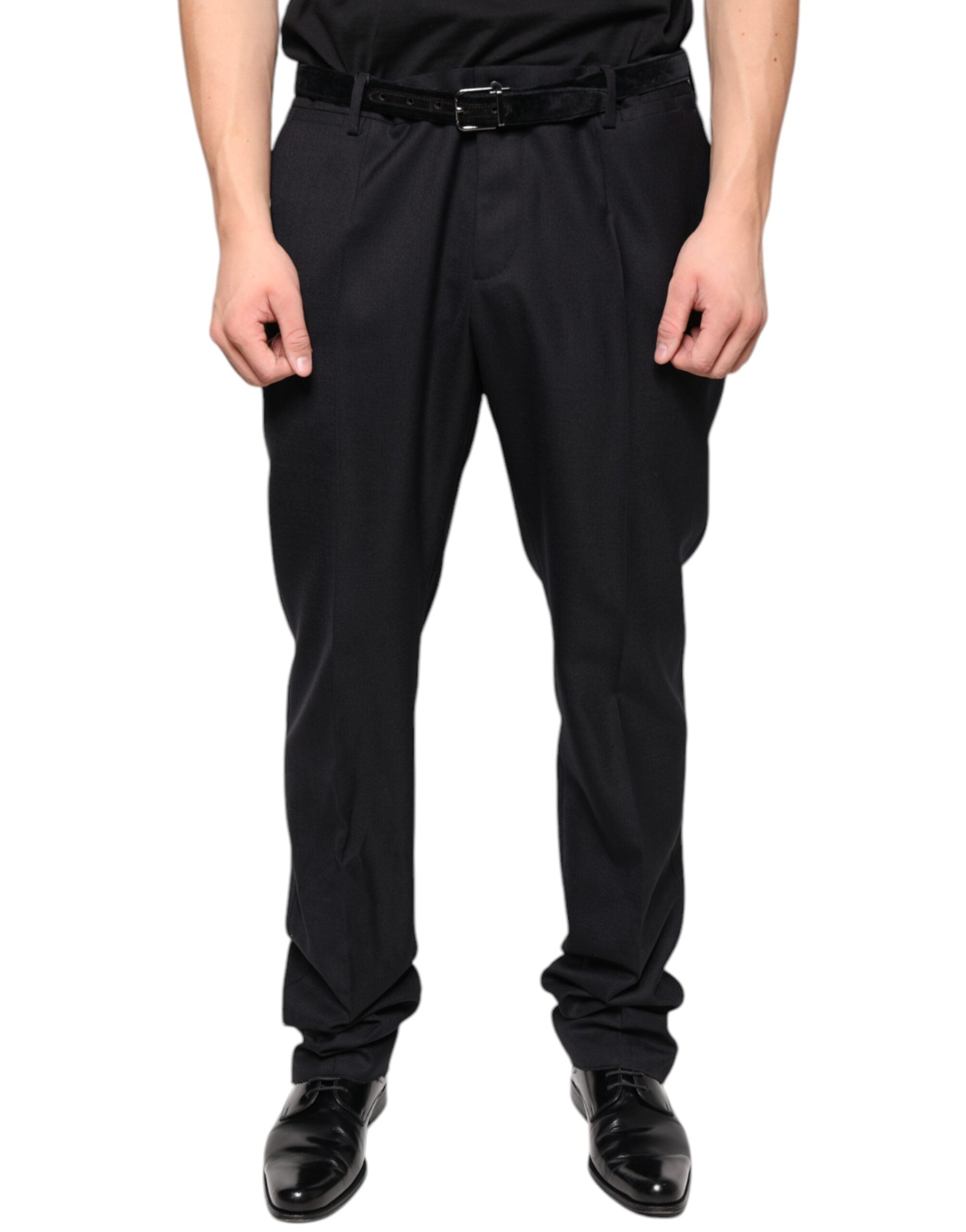 Pantaloni eleganți skinny din lână neagră Dolce &amp; Gabbana