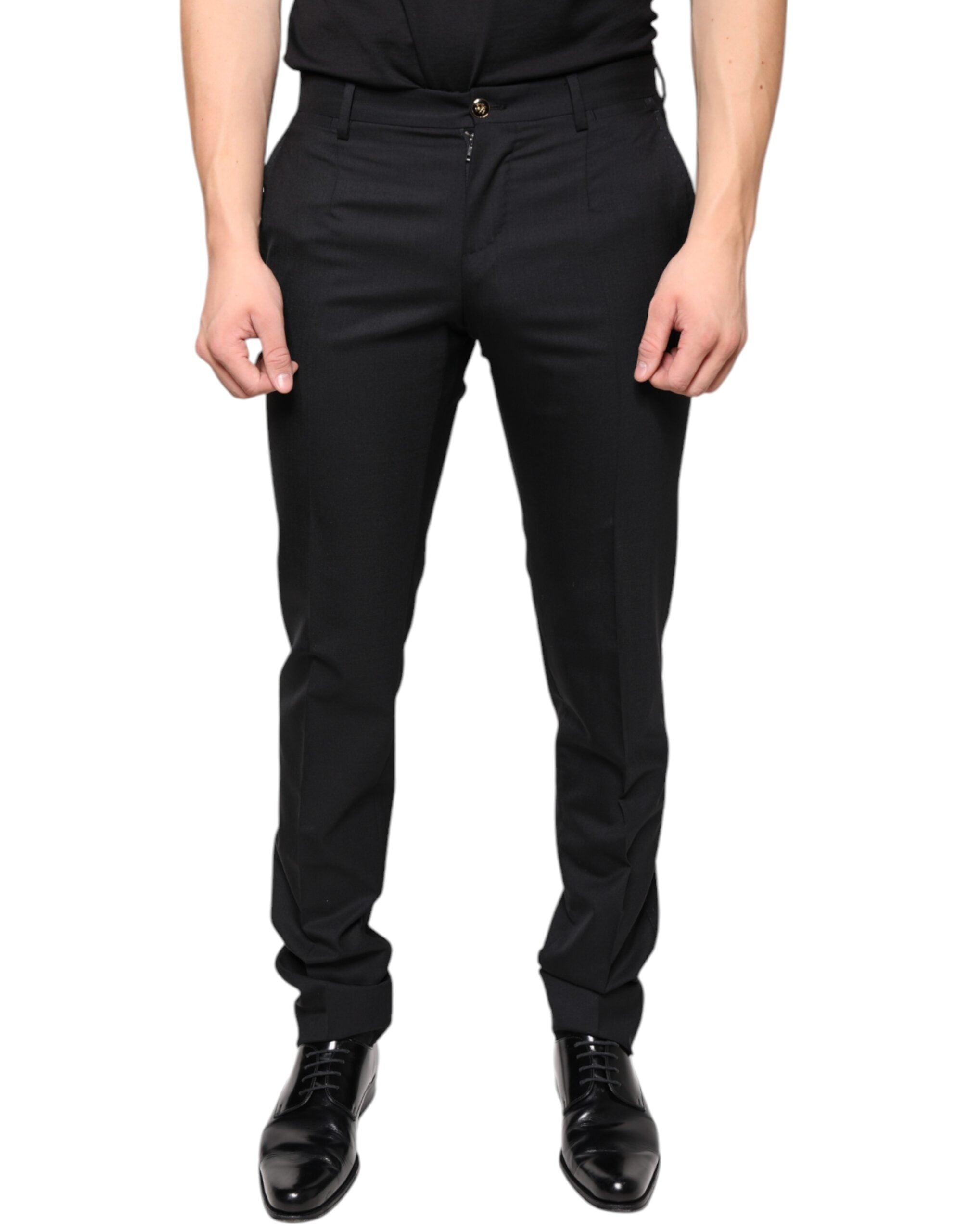 Pantaloni eleganți skinny din lână neagră Dolce &amp; Gabbana pentru bărbați