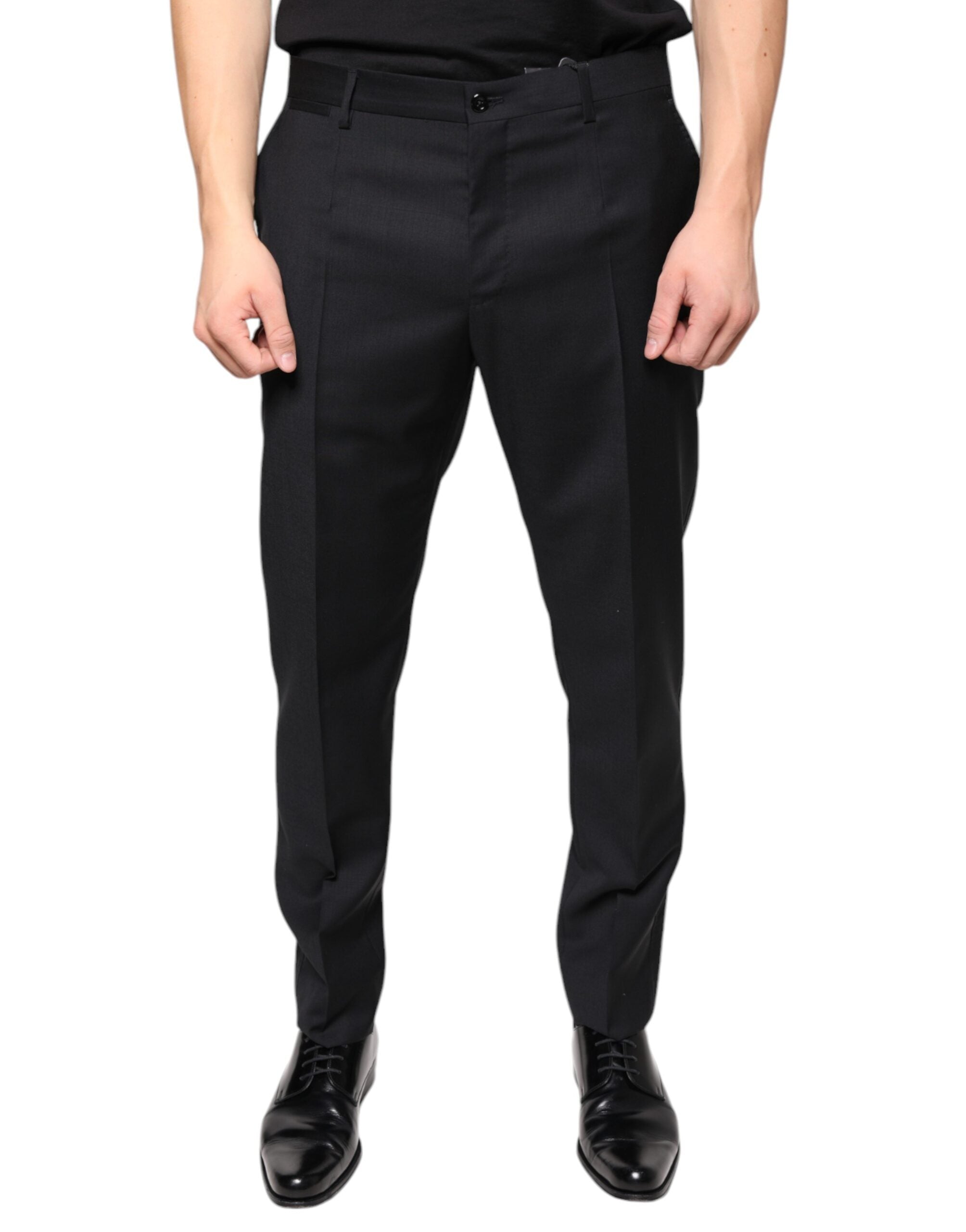 Pantaloni eleganți skinny din lână neagră Dolce &amp; Gabbana pentru bărbați