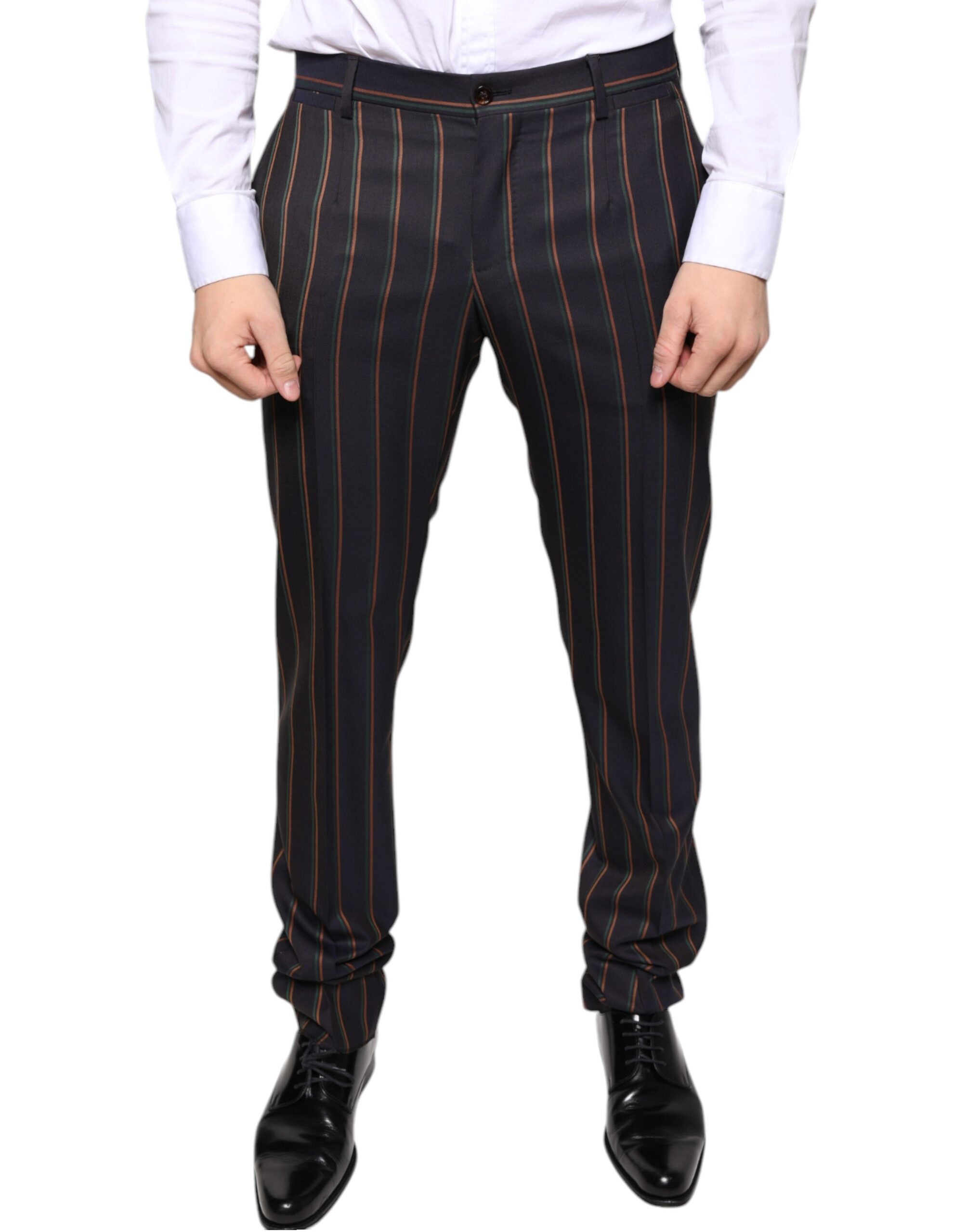 Pantaloni eleganți skinny cu dungi maro Dolce &amp; Gabbana pentru bărbați