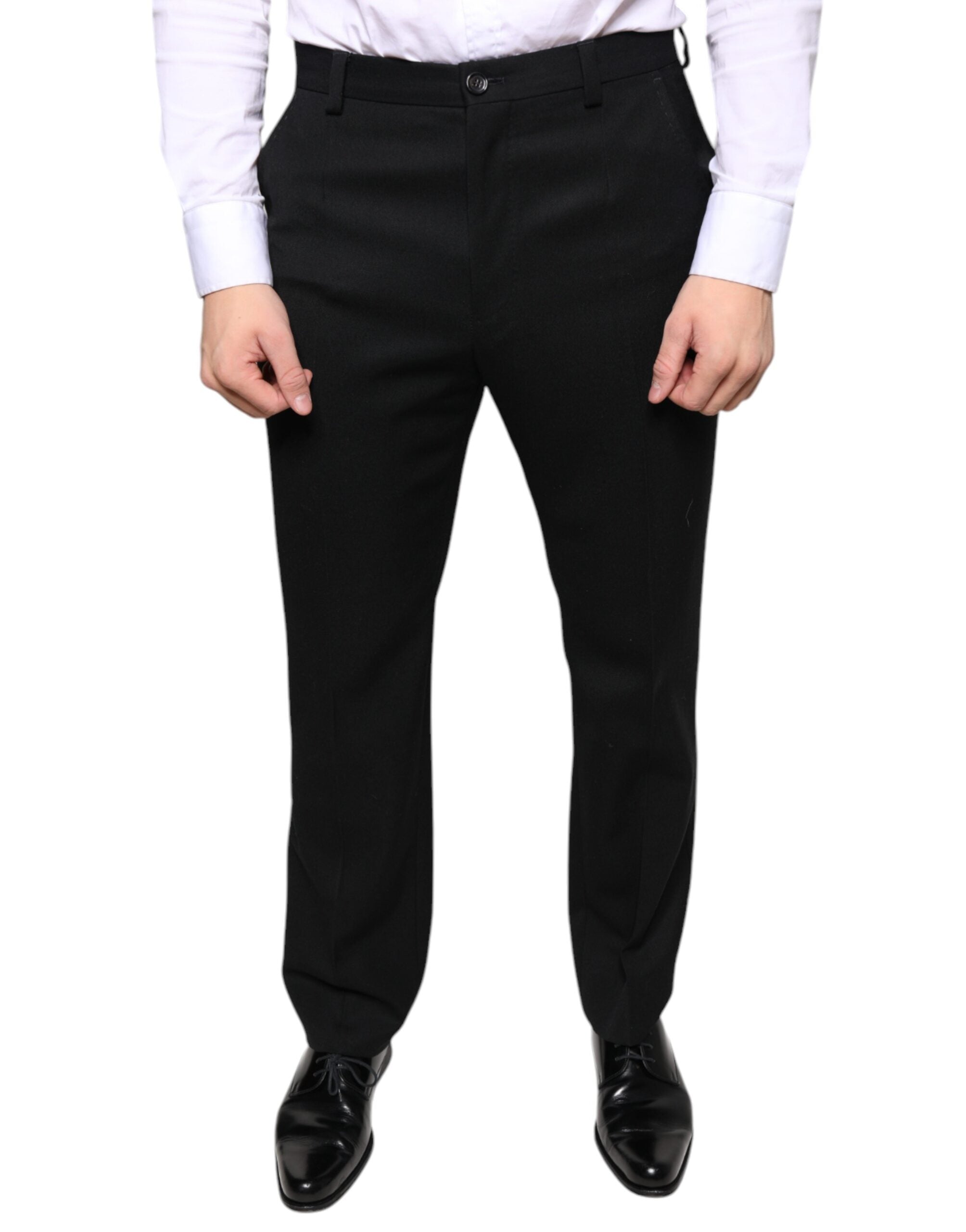 Pantaloni eleganți skinny din lână neagră Dolce &amp; Gabbana pentru bărbați