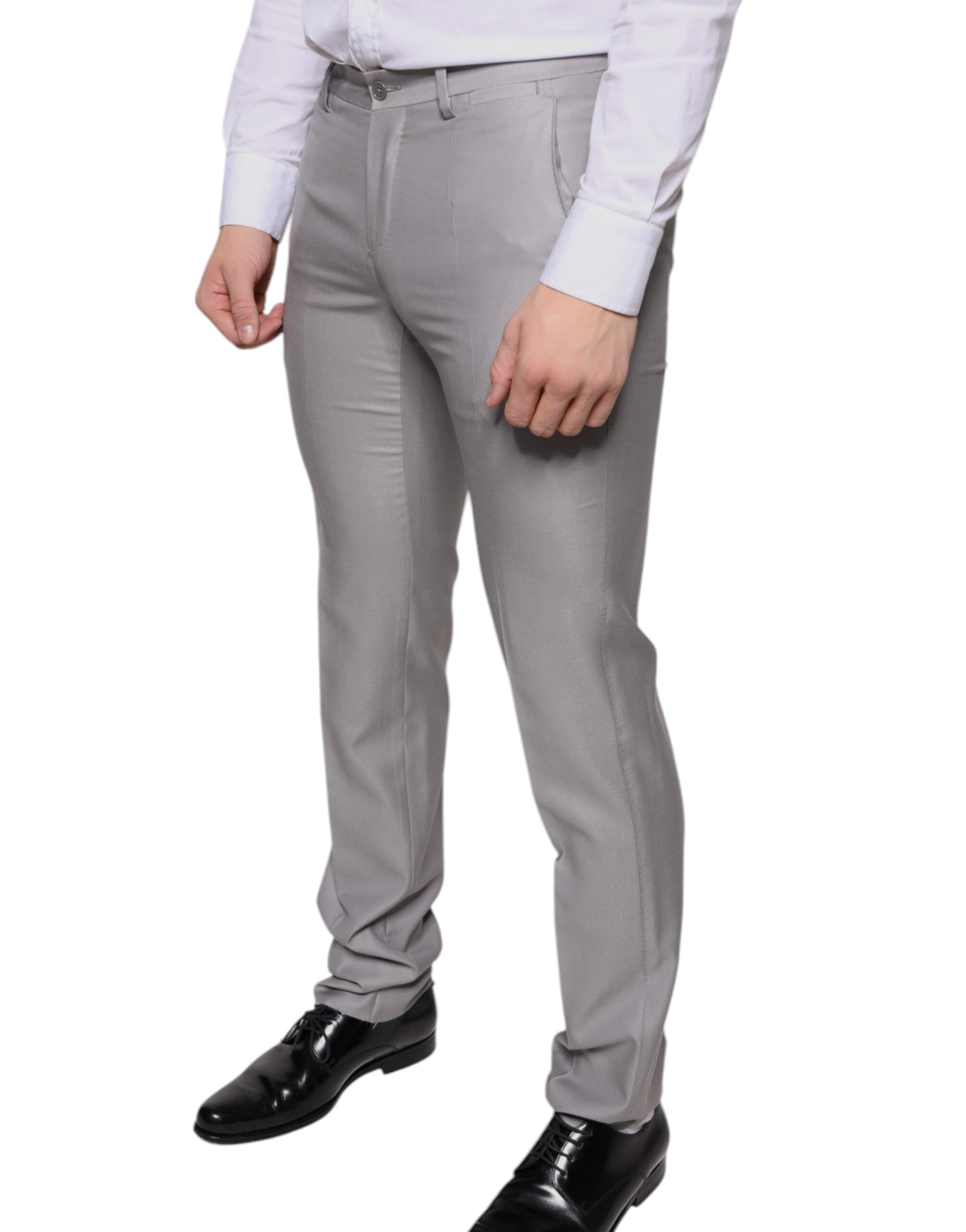Pantaloni eleganti din lână gri deschis Dolce &amp; Gabbana