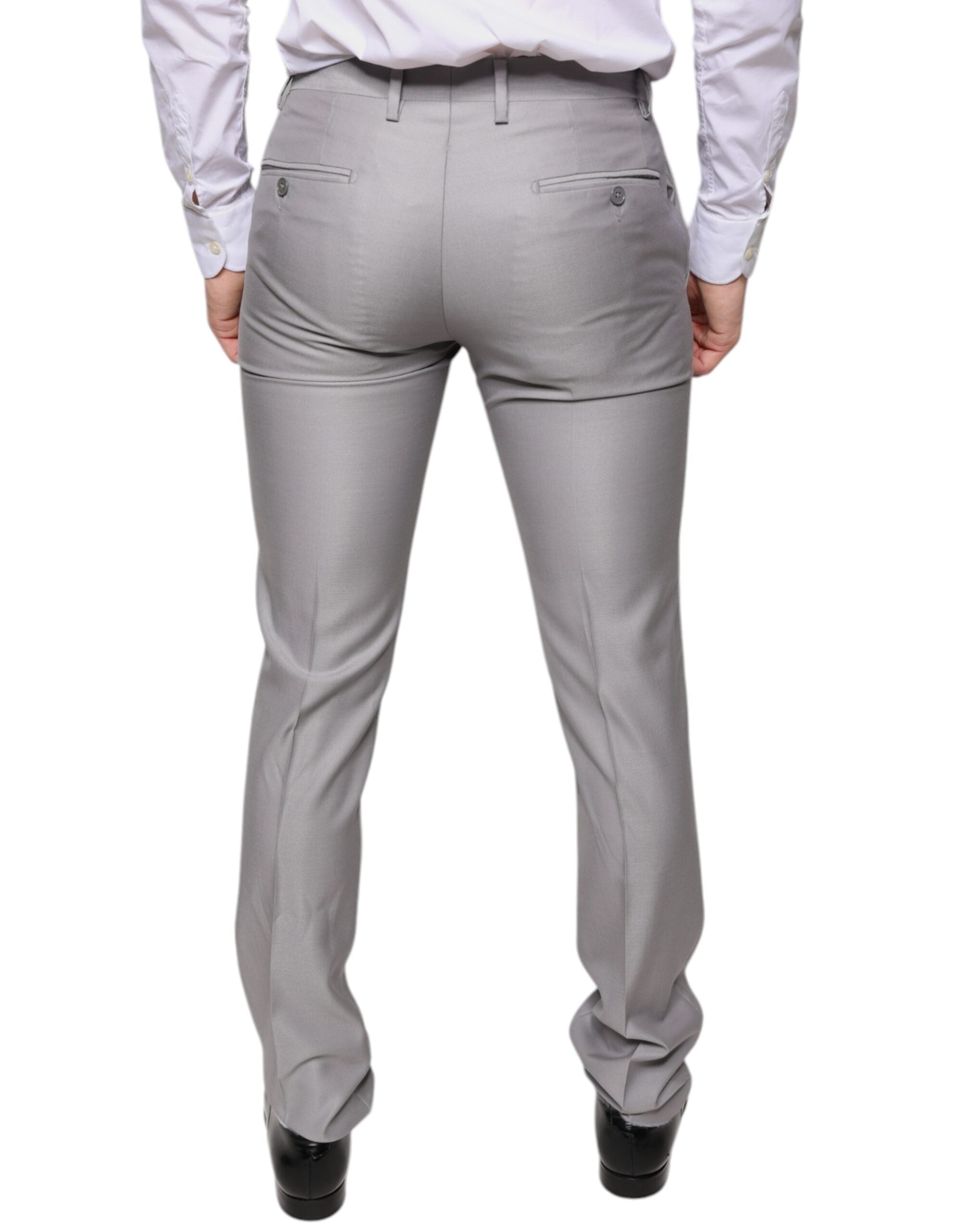 Pantaloni eleganti din lână gri deschis Dolce &amp; Gabbana
