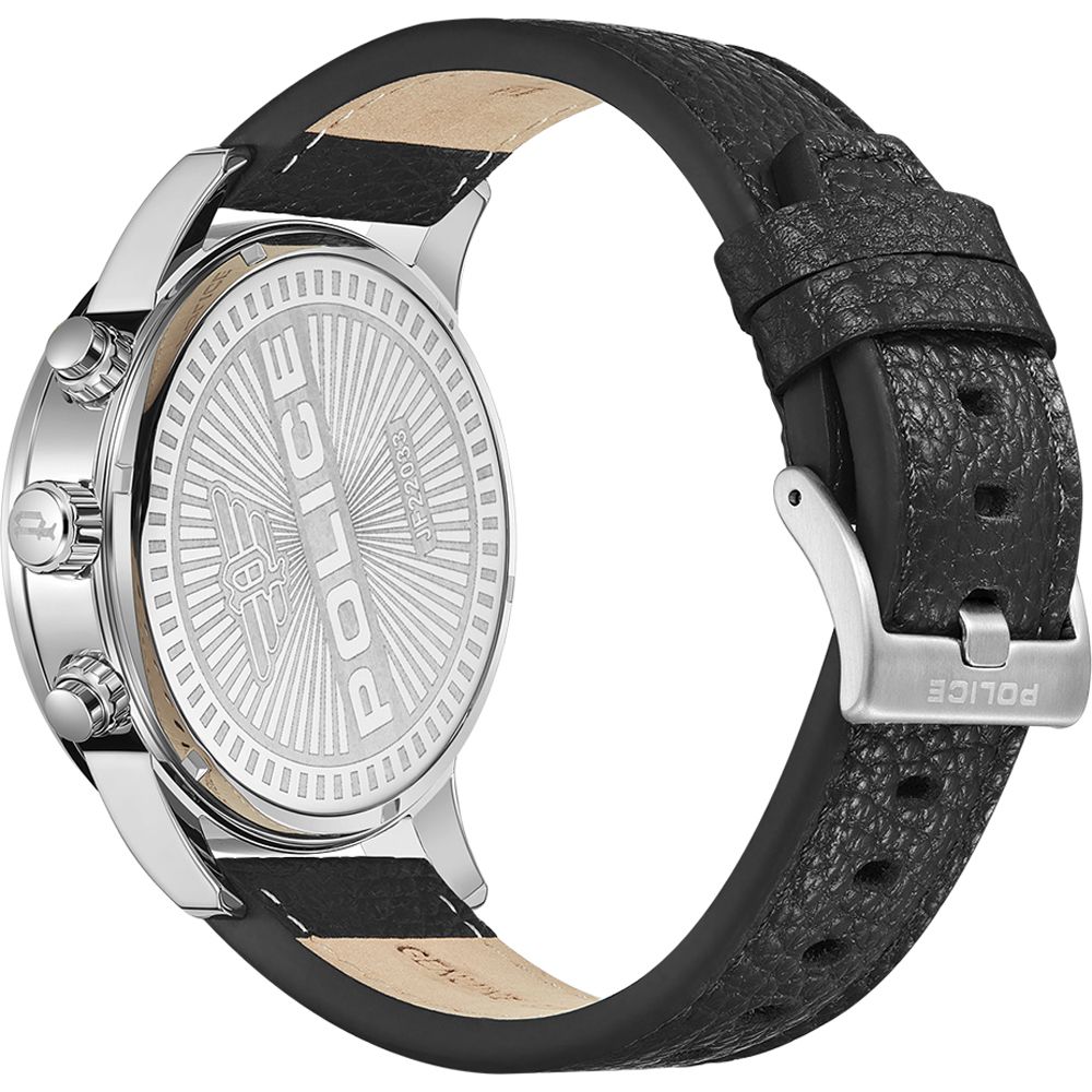 Schwarze Lederarmbanduhr von Police