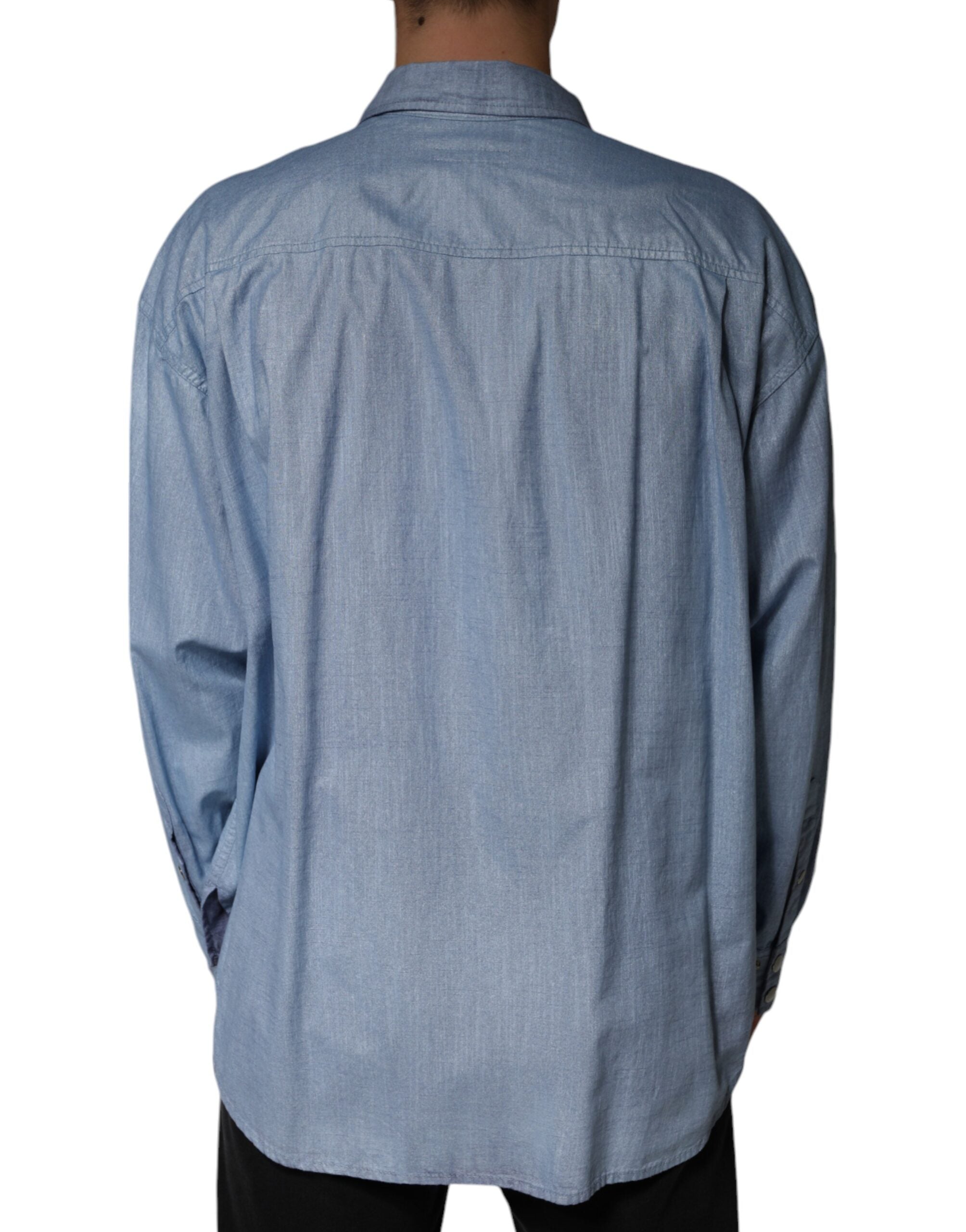 Dolce &amp; Gabbana Hellblaues Button-Down-Freizeithemd aus Baumwolle