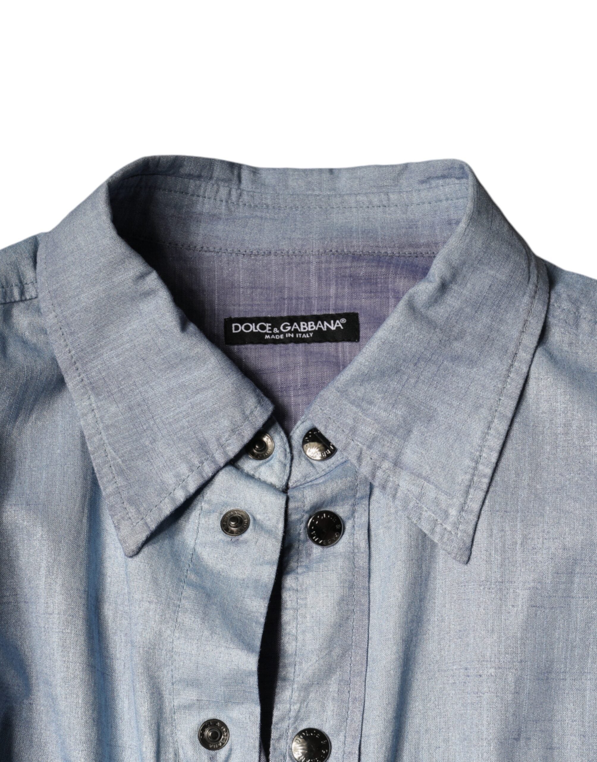 Dolce &amp; Gabbana Hellblaues Button-Down-Freizeithemd aus Baumwolle