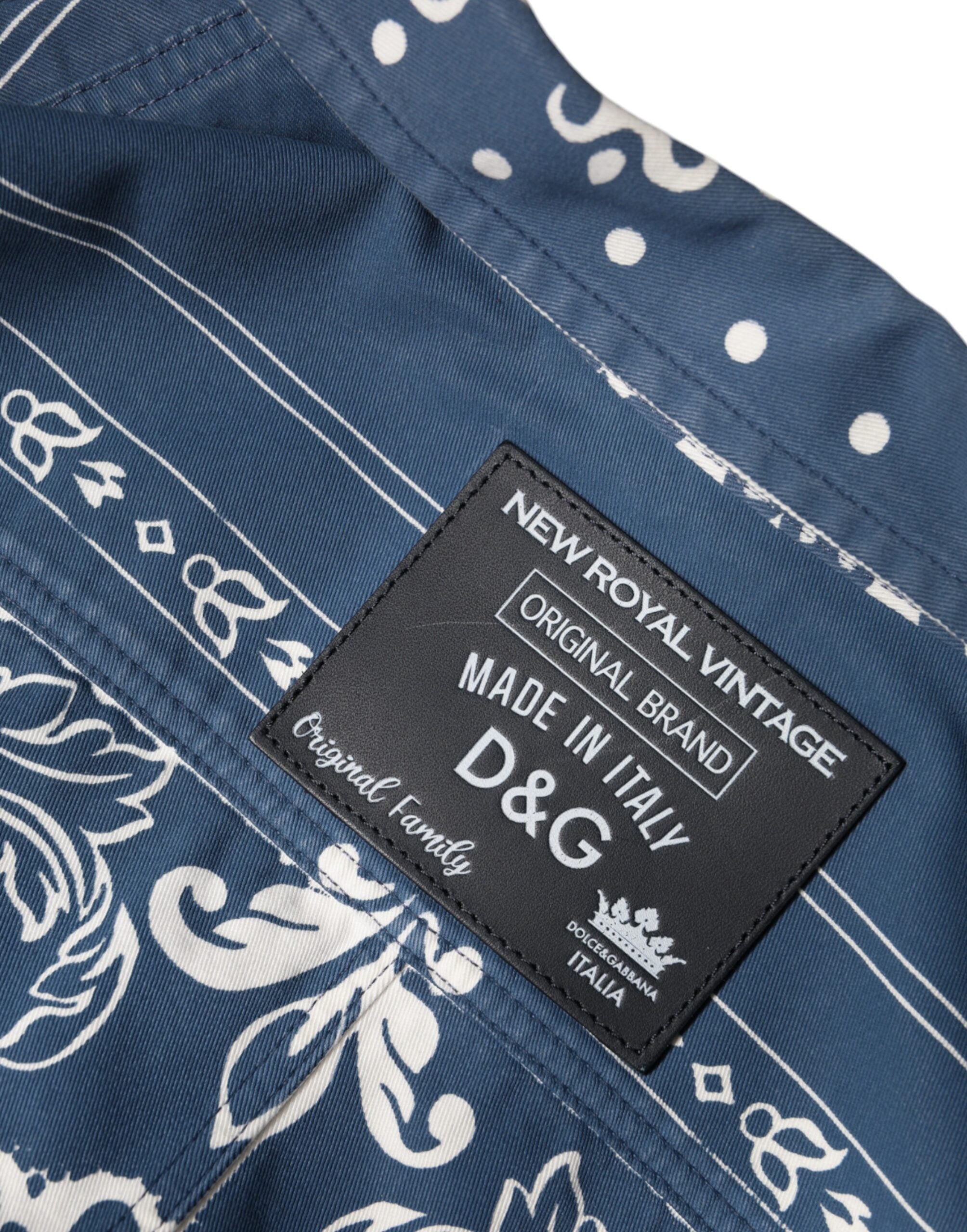 Blau-weißes Freizeithemd aus Baumwolle mit Bandana-Print von Dolce &amp; Gabbana
