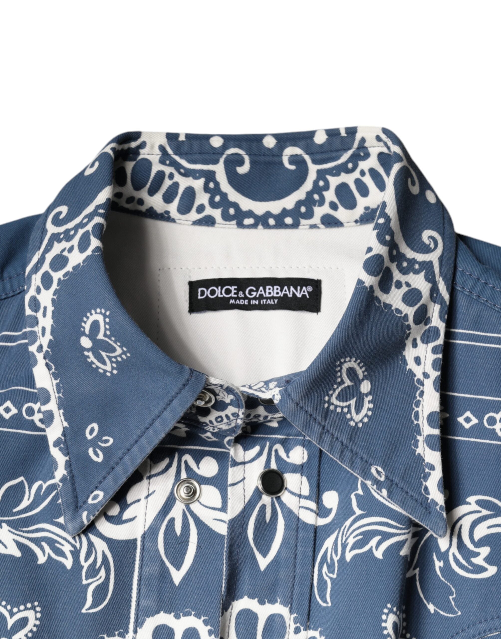 Blau-weißes Freizeithemd aus Baumwolle mit Bandana-Print von Dolce &amp; Gabbana