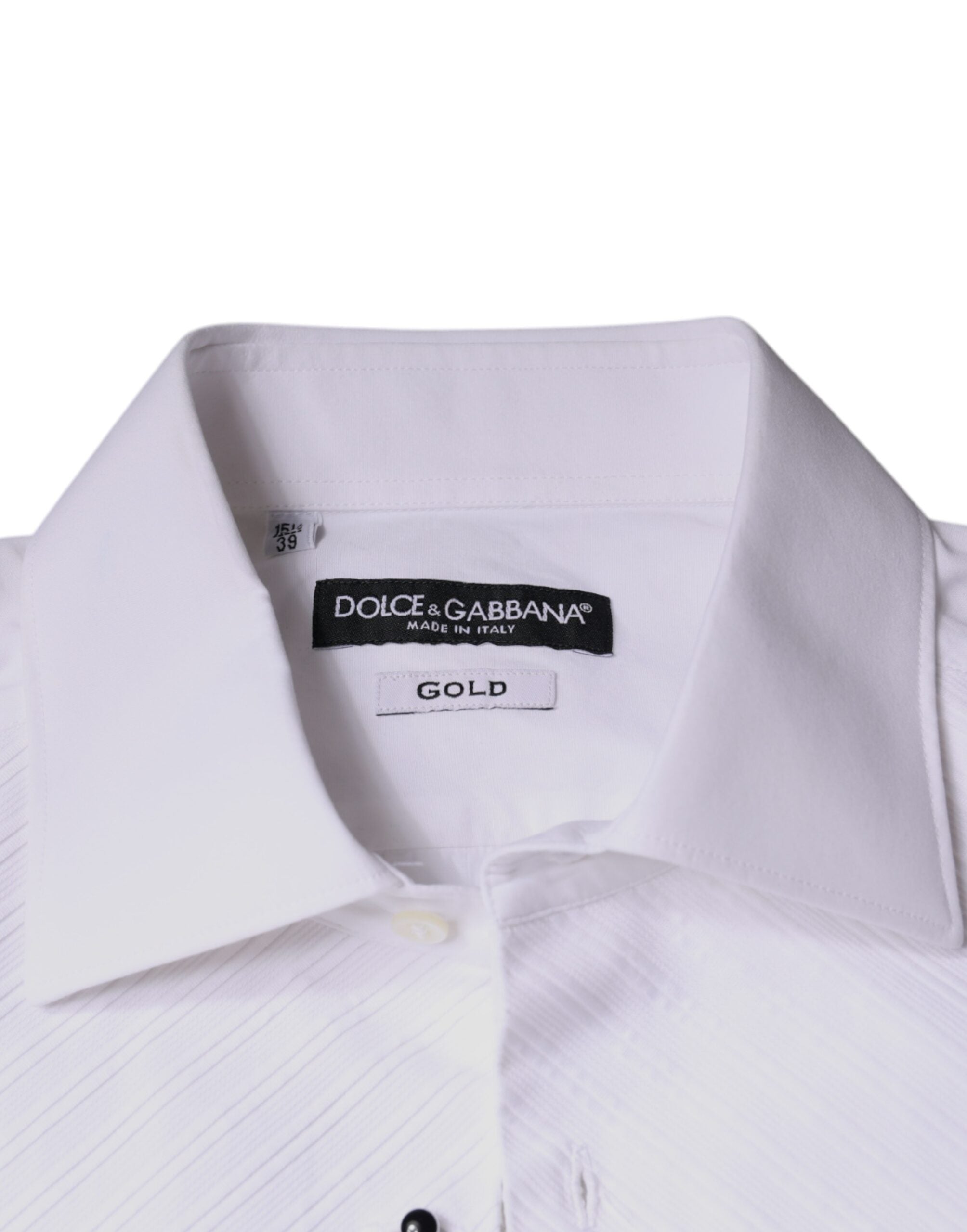 Dolce &amp; Gabbana Weißes Latz-Baumwollpopeline GOLD Herren Formelles Hemd