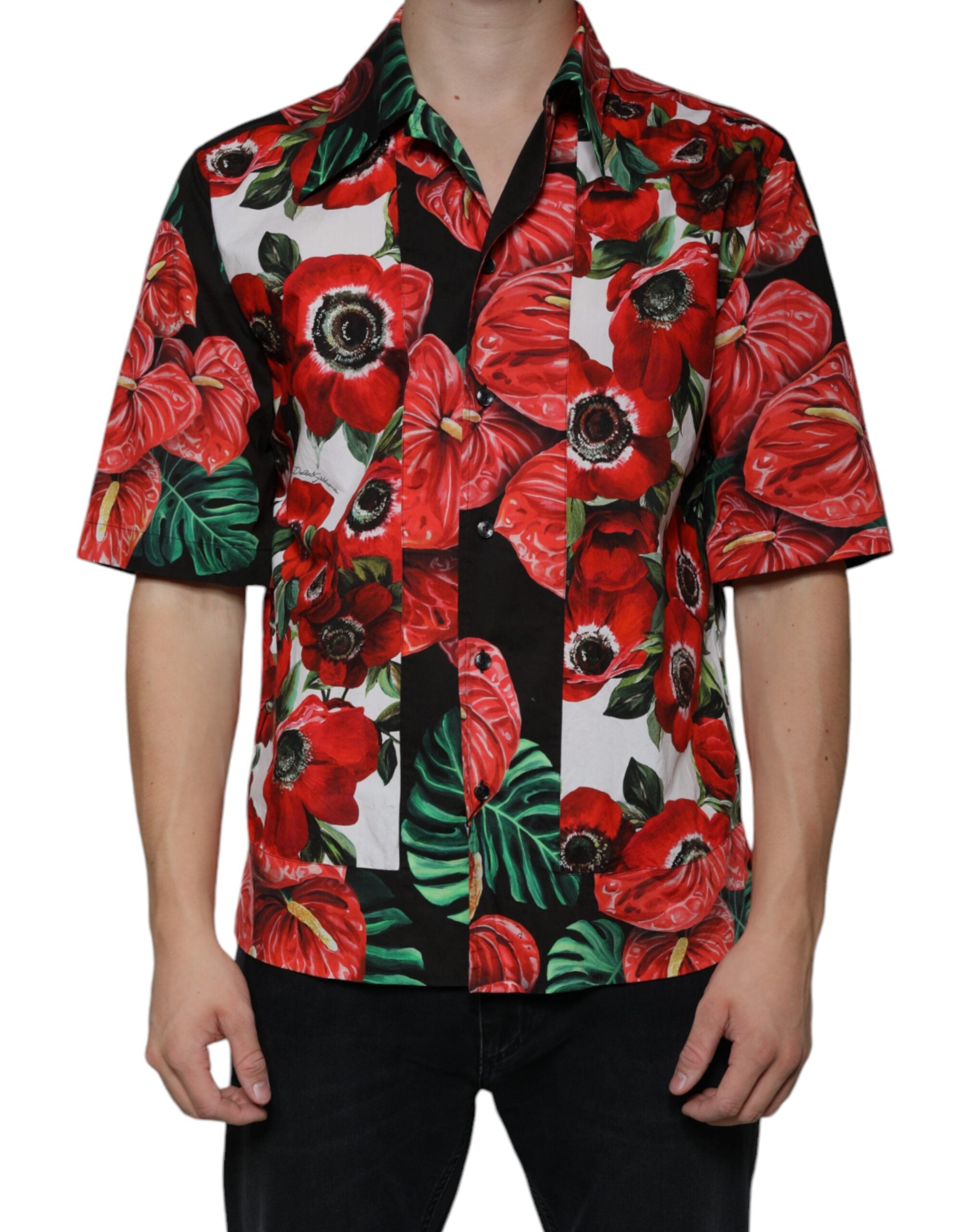 Dolce &amp; Gabbana – Mehrfarbiges Anemonen-Freizeithemd mit Knopfleiste