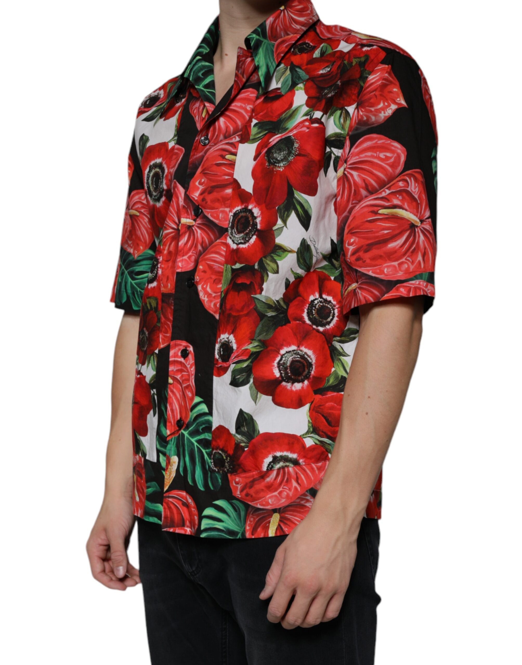 Dolce &amp; Gabbana – Mehrfarbiges Anemonen-Freizeithemd mit Knopfleiste
