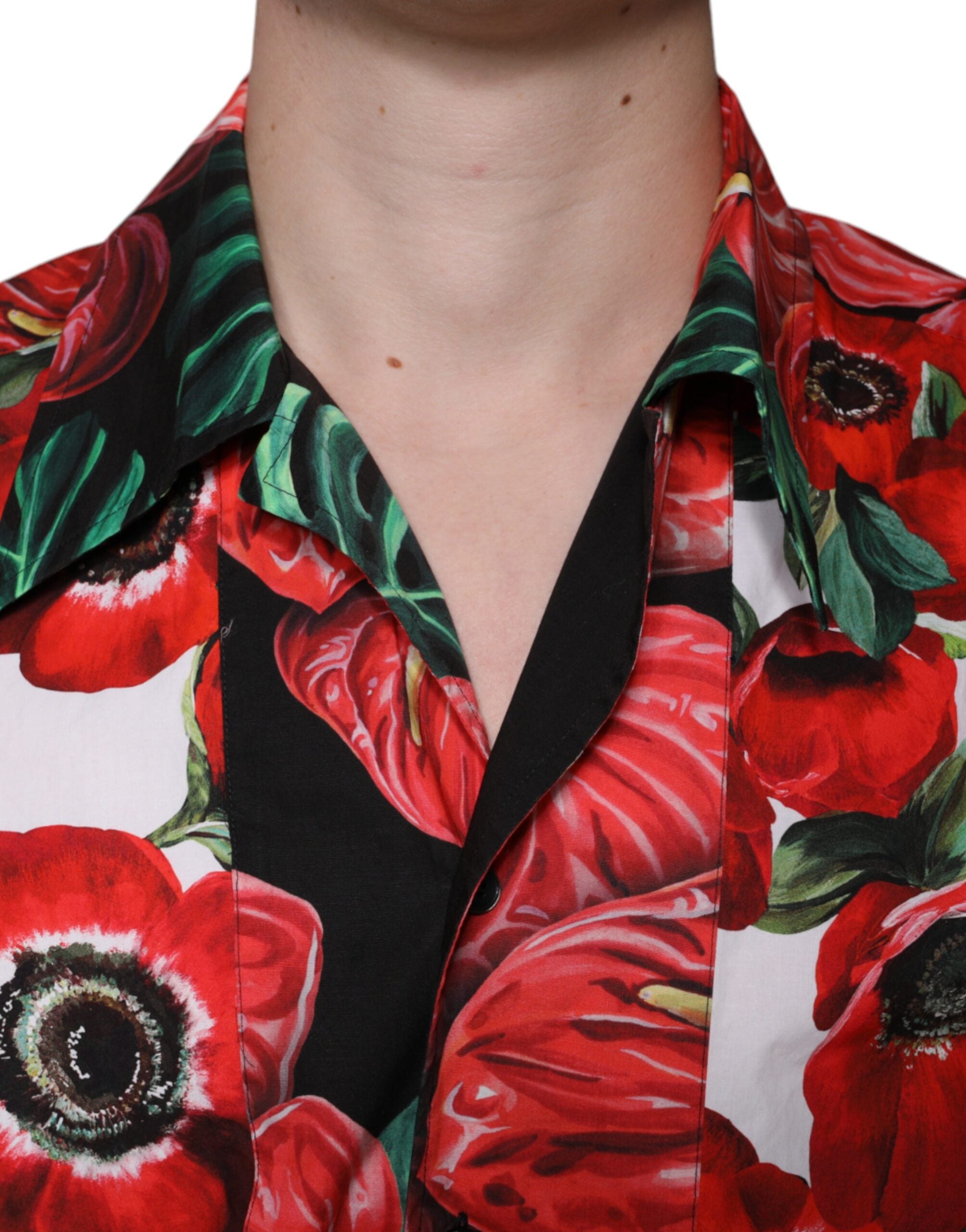 Dolce &amp; Gabbana – Mehrfarbiges Anemonen-Freizeithemd mit Knopfleiste